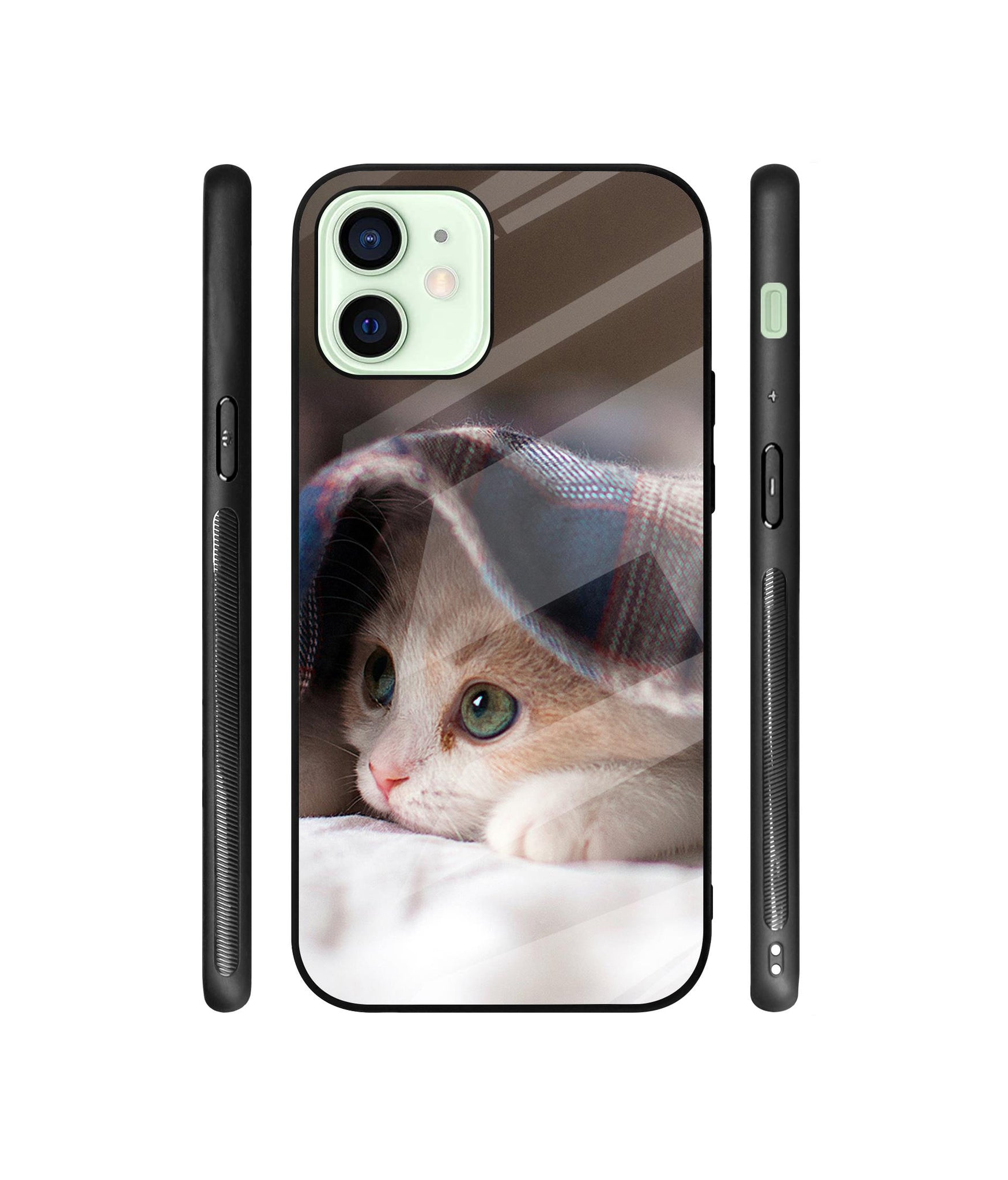 Sleepy Kitten Designer Printed Glass Cover for Apple iPhone 12 Mini