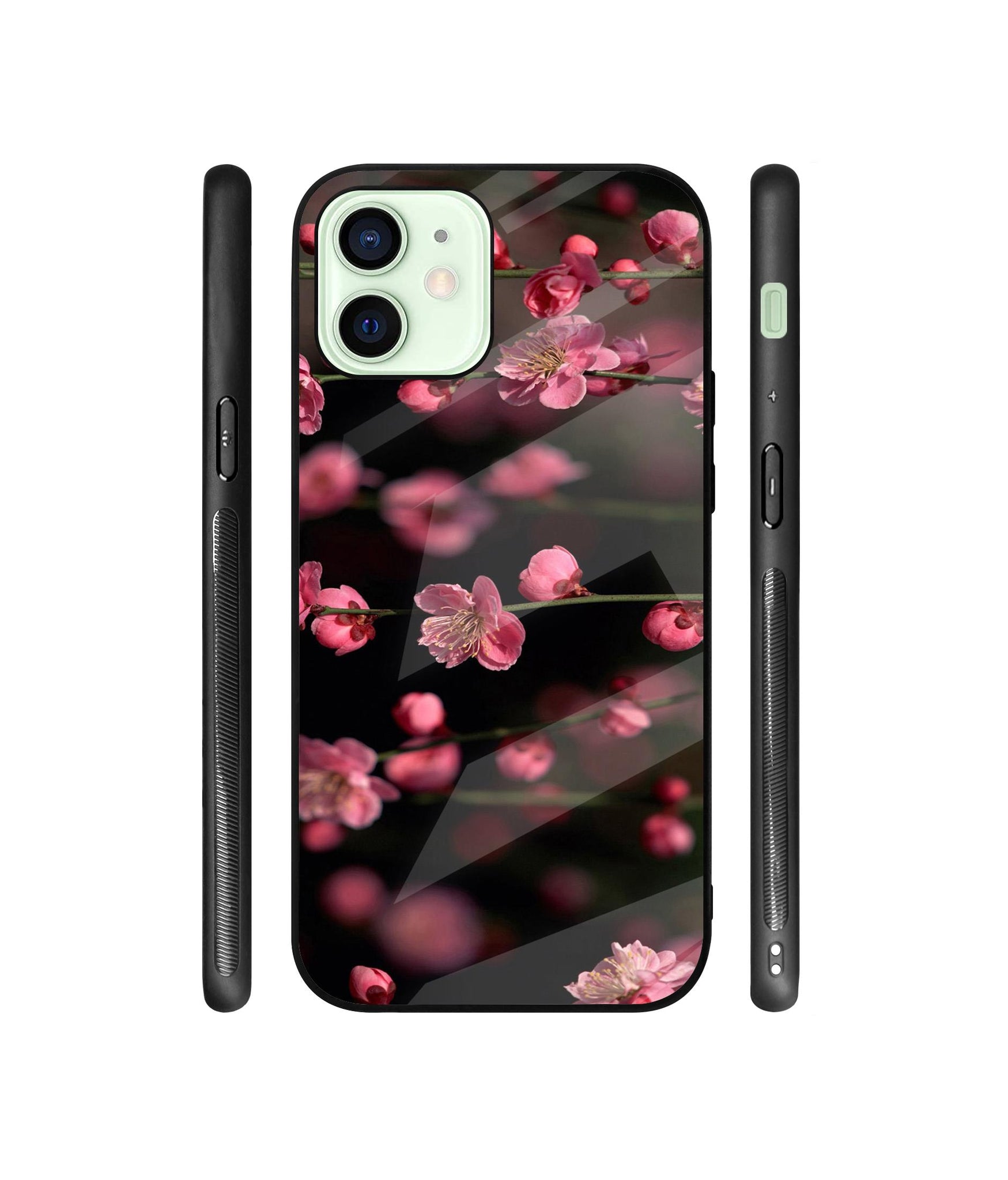Pink Flowers Designer Printed Glass Cover for Apple iPhone 12 Mini
