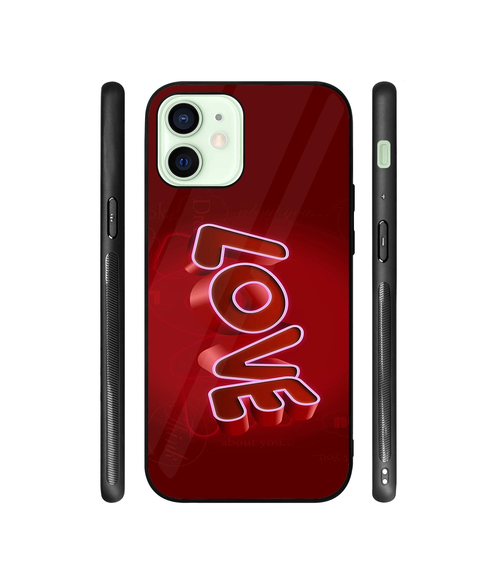 Love 3D Pattern Designer Printed Glass Cover for Apple iPhone 12 Mini