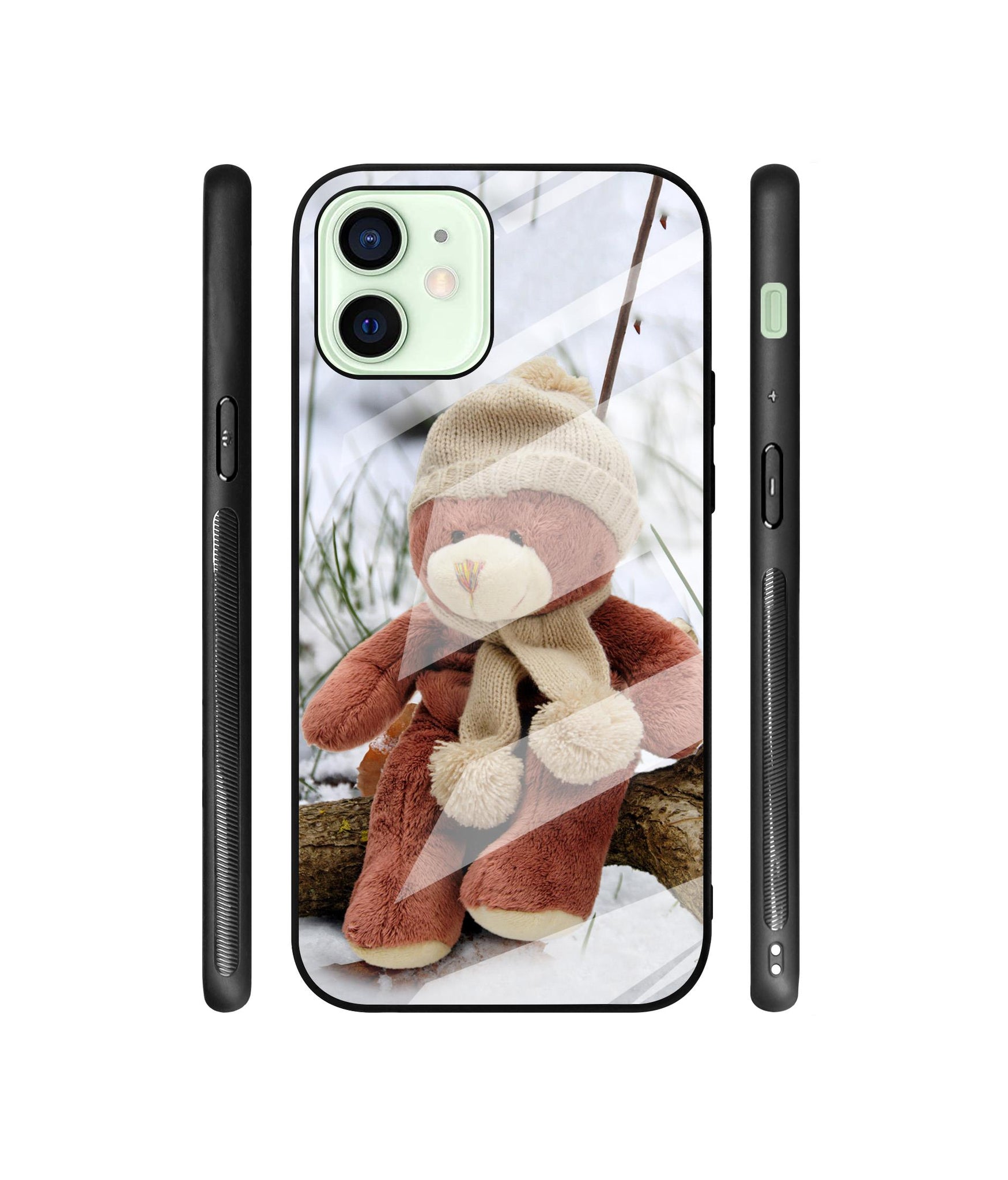 Woolen Bear Designer Printed Glass Cover for Apple iPhone 12 Mini