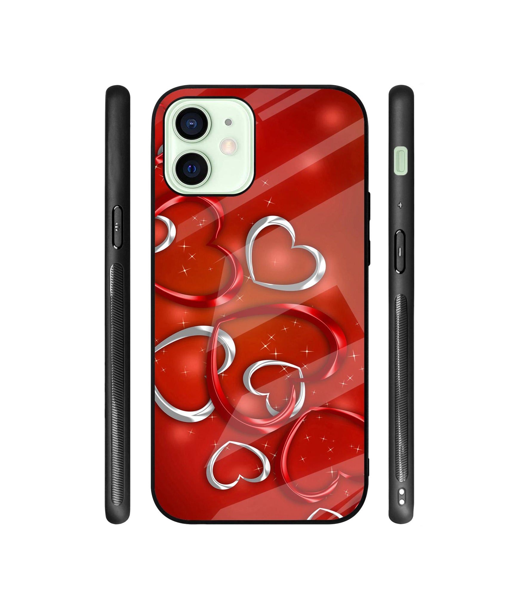 Hearts Designer Printed Glass Cover for Apple iPhone 12 Mini