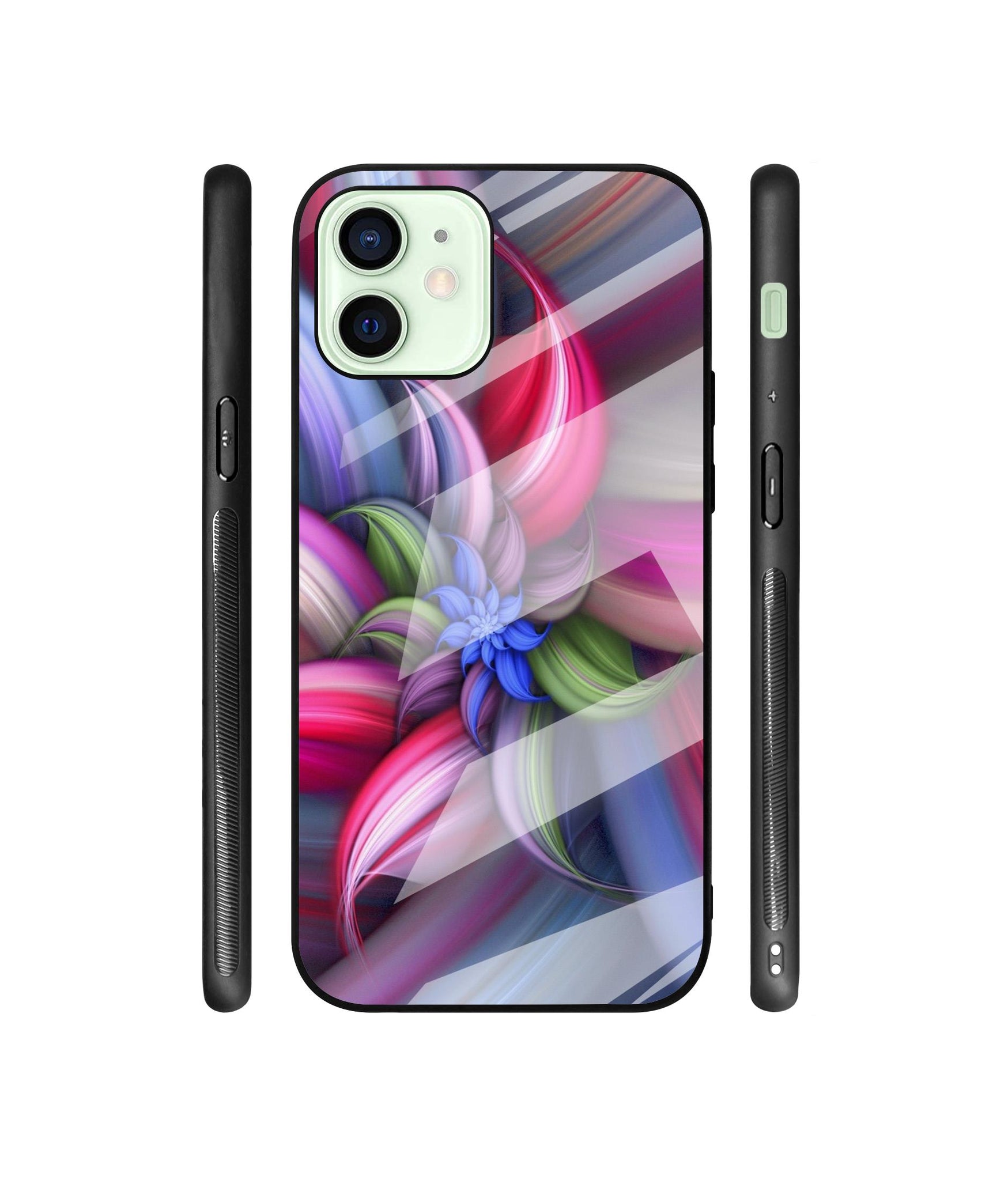 Colorful Flower Designer Printed Glass Cover for Apple iPhone 12 Mini