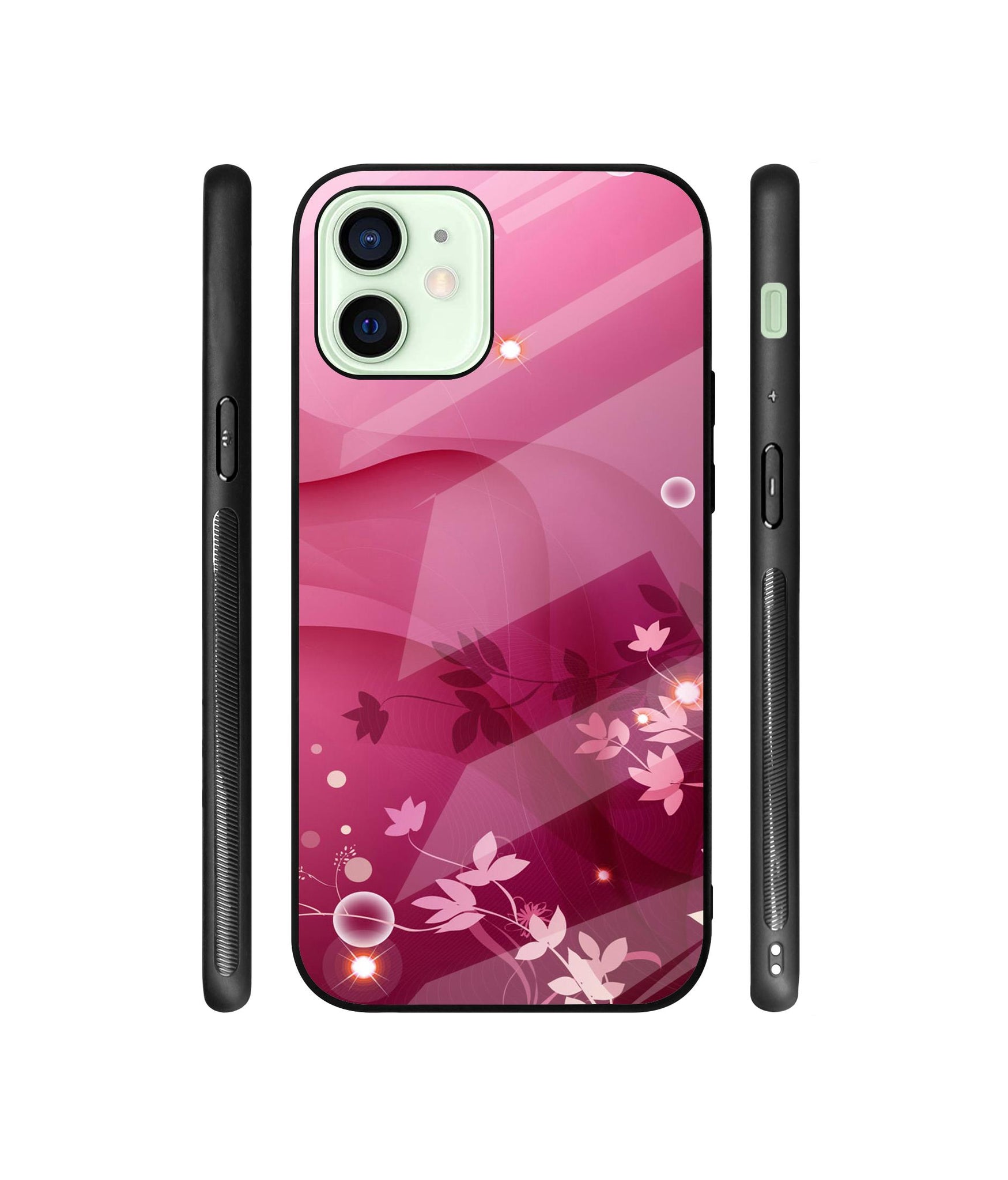 Pink Abstract Designer Printed Glass Cover for Apple iPhone 12 Mini