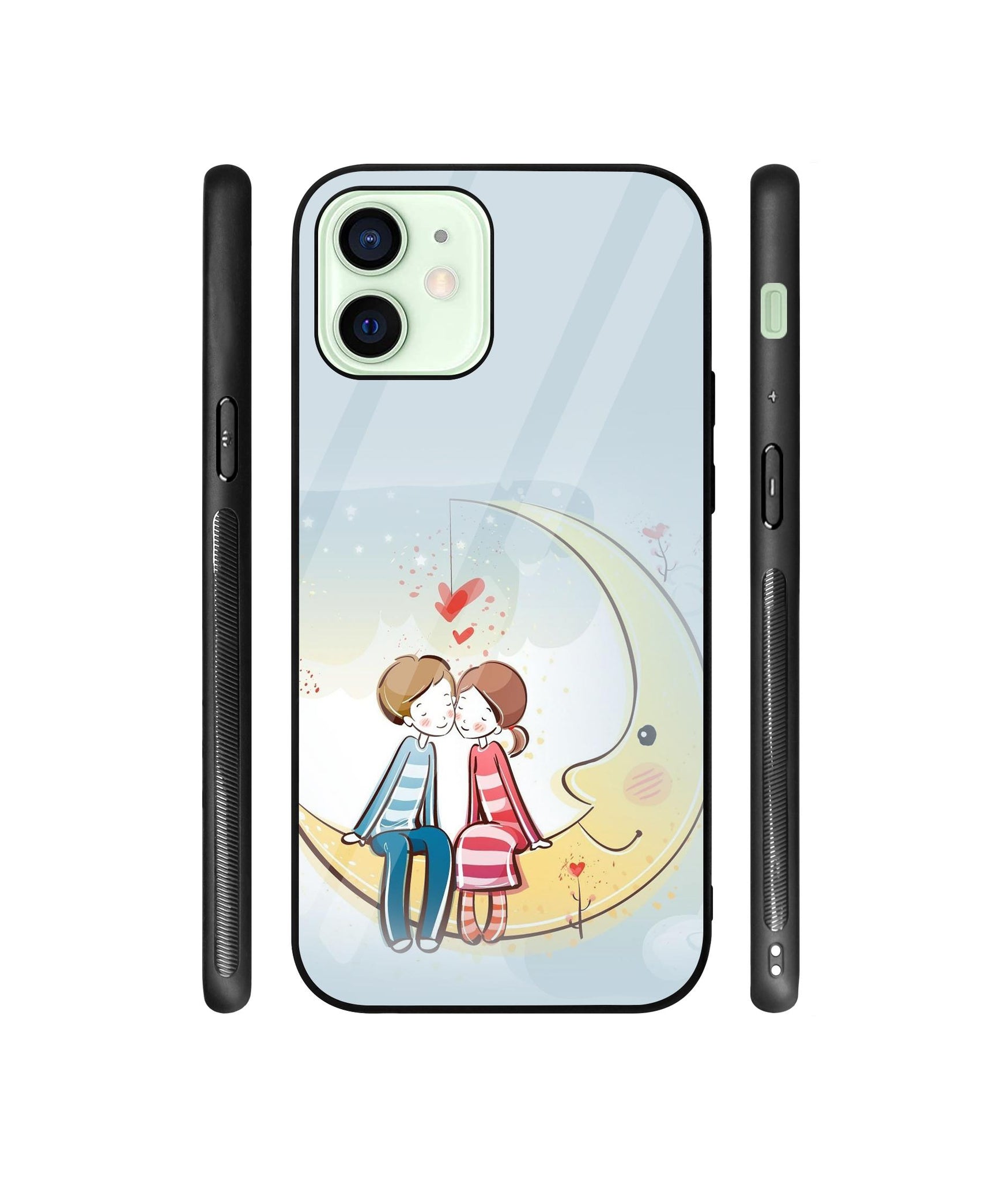 Couple Sitting On Moon Designer Printed Glass Cover for Apple iPhone 12 Mini