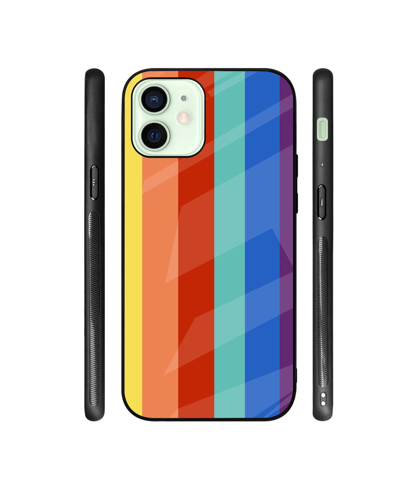 Rainbow Colors Designer Printed Glass Cover for Apple iPhone 12 Mini