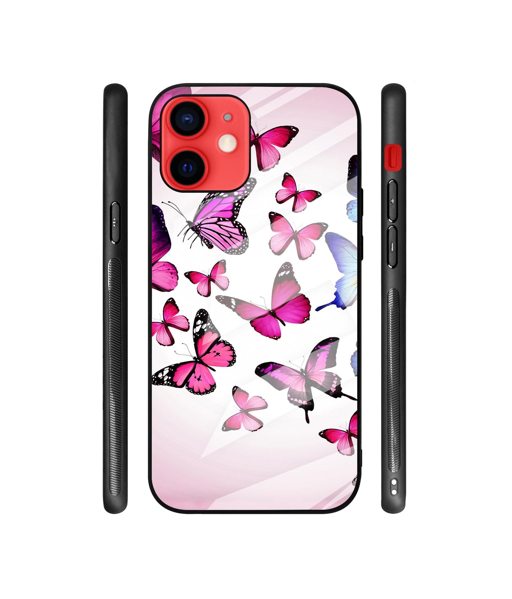 Flying Butterfly Colorful Designer Printed Glass Cover for Apple iPhone 12 / iPhone 12 Pro