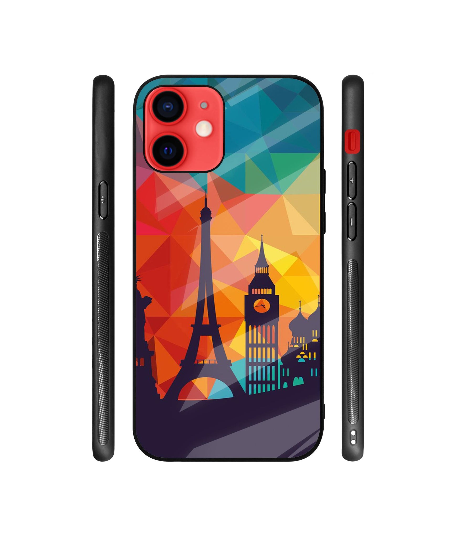 Colored Paris Designer Printed Glass Cover for Apple iPhone 12 / iPhone 12 Pro