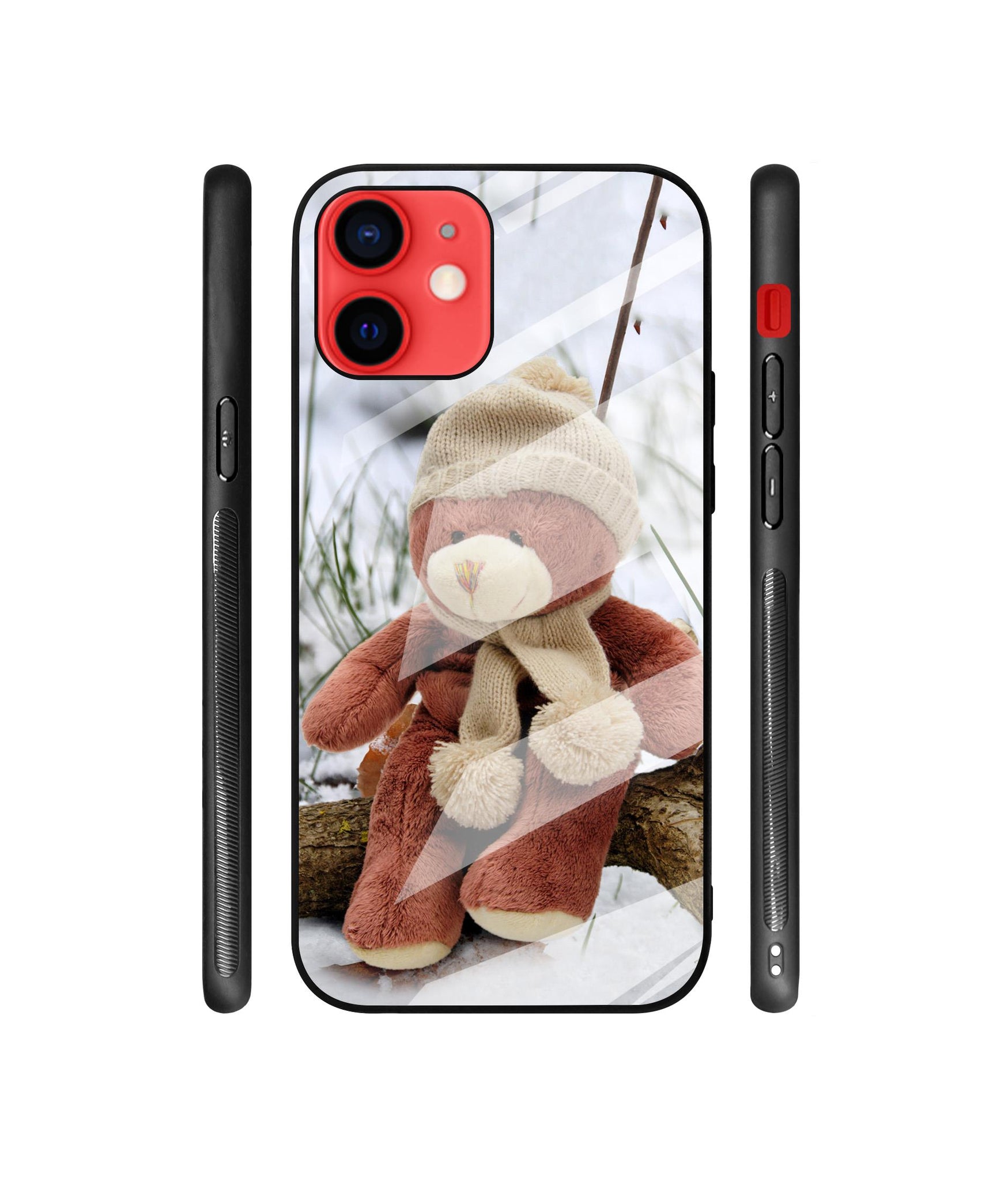 Woolen Bear Designer Printed Glass Cover for Apple iPhone 12 / iPhone 12 Pro
