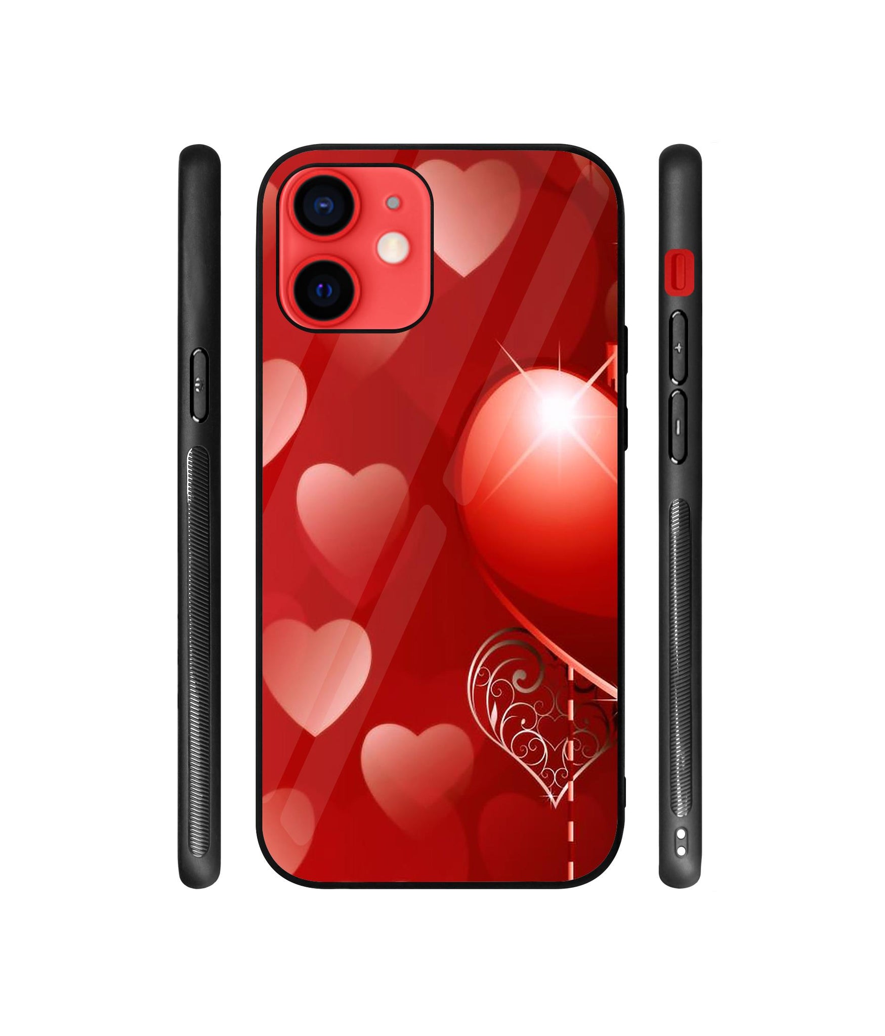 Heart Patten Designer Printed Glass Cover for Apple iPhone 12 / iPhone 12 Pro