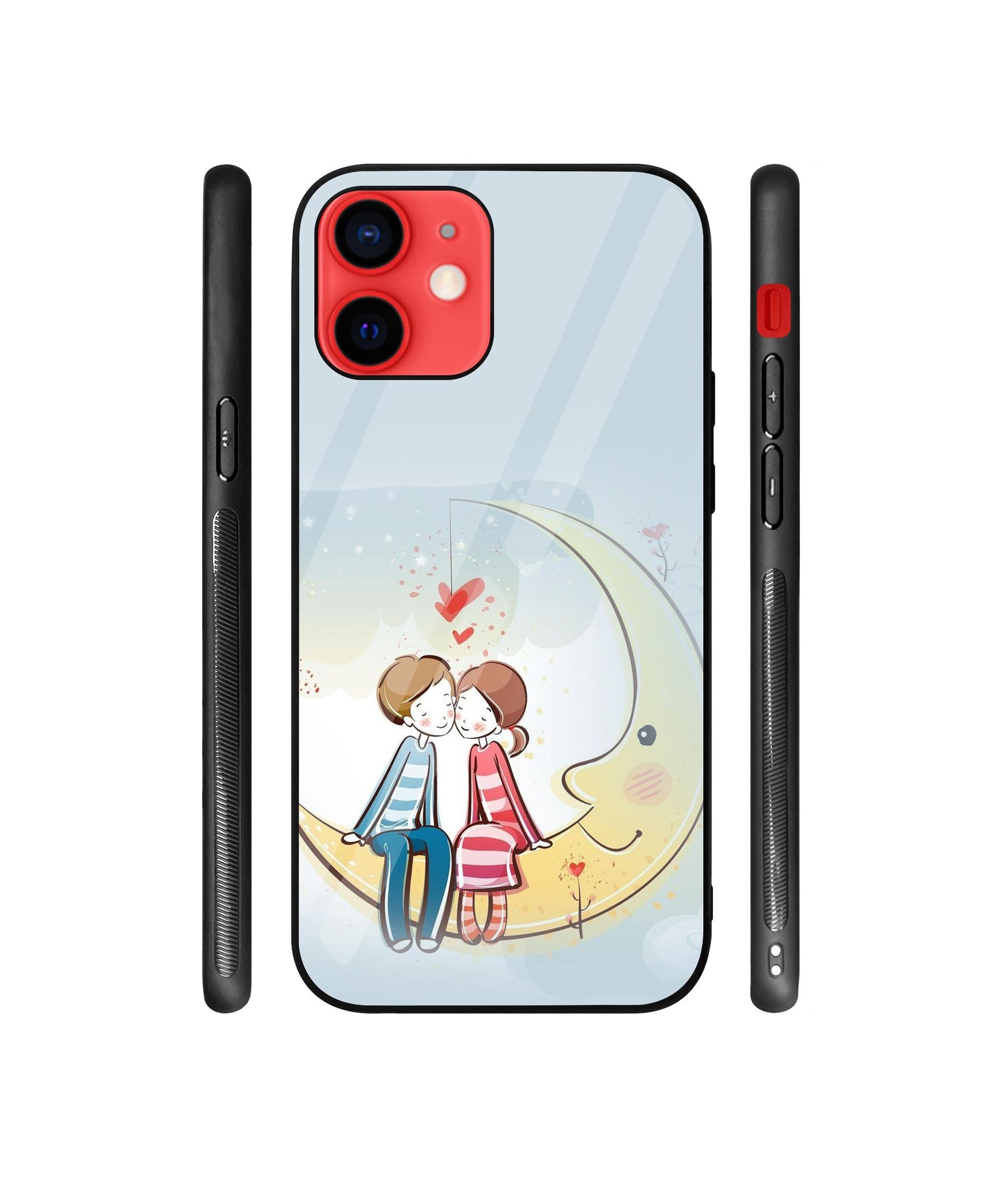 Couple Sitting On Moon Designer Printed Glass Cover for Apple iPhone 12 / iPhone 12 Pro