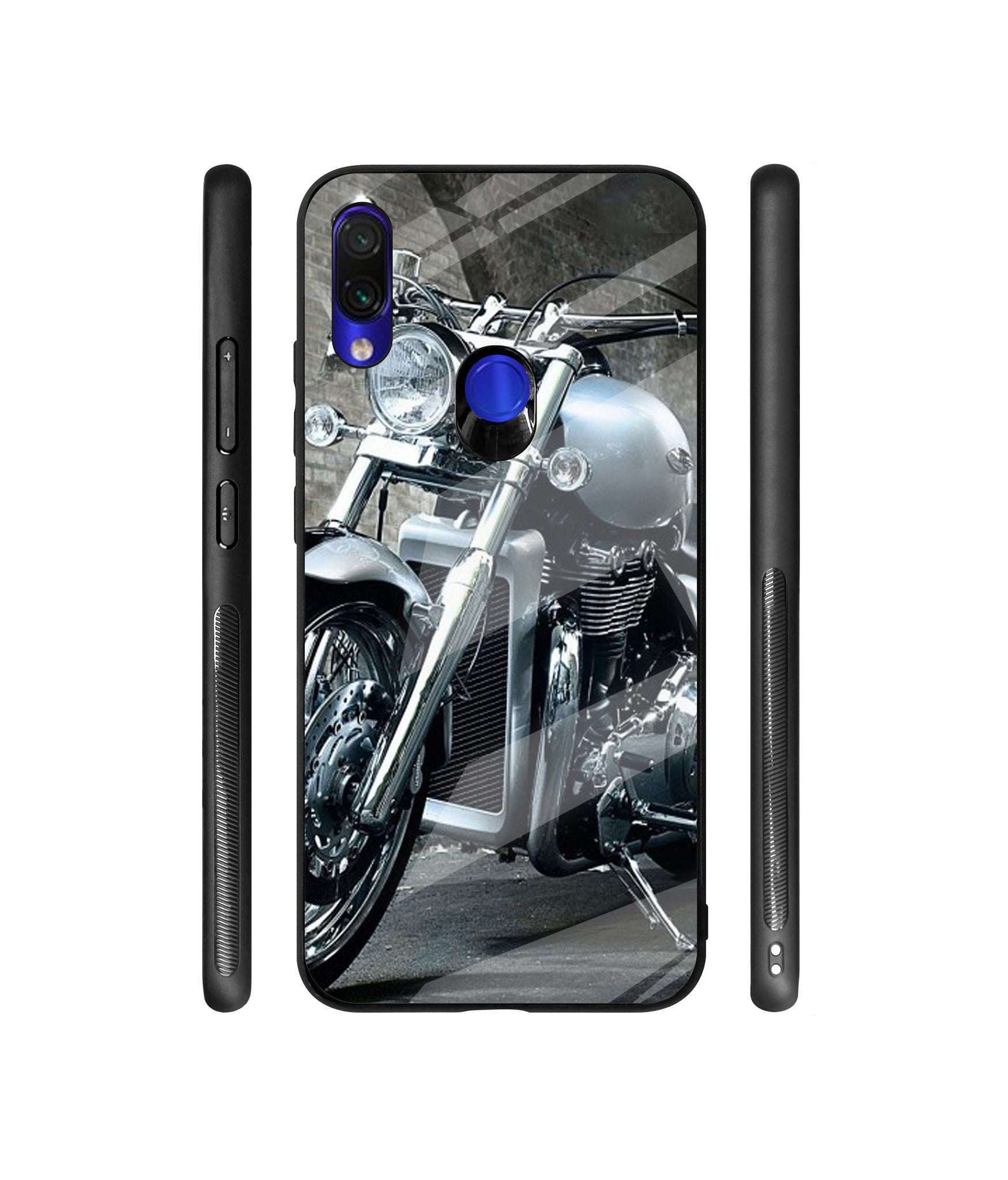 Motorcycle Designer Printed Glass Cover for Mi Redmi Note 7 / Note 7 Pro / Note 7S