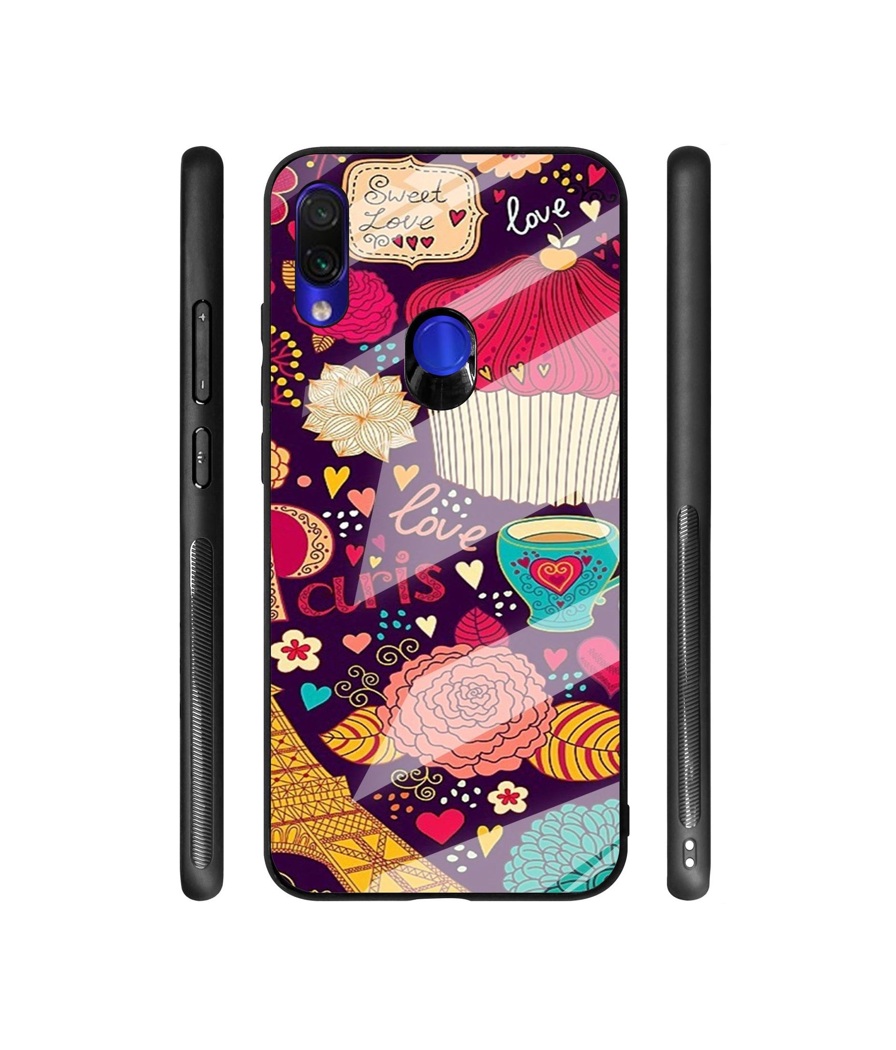 Paris Flower Love Designer Printed Glass Cover for Mi Redmi Note 7 / Note 7 Pro / Note 7S