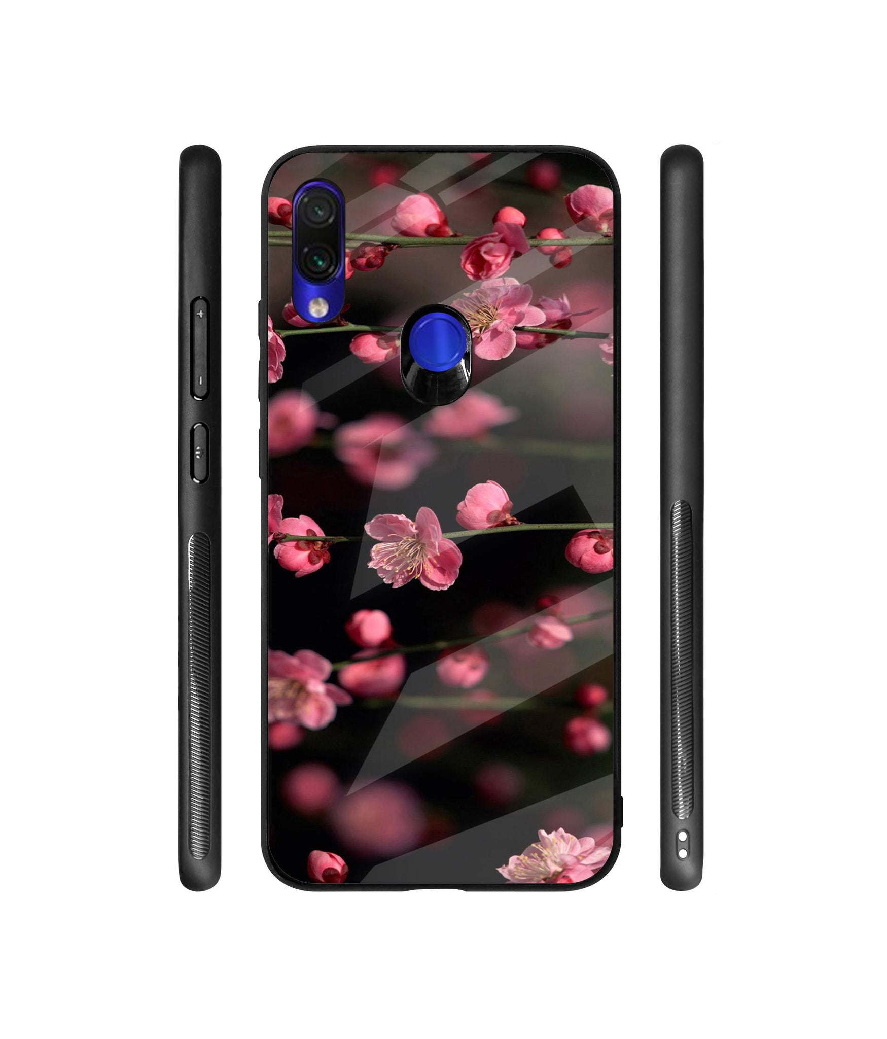 Pink Flowers Designer Printed Glass Cover for Mi Redmi Note 7 / Note 7 Pro / Note 7S