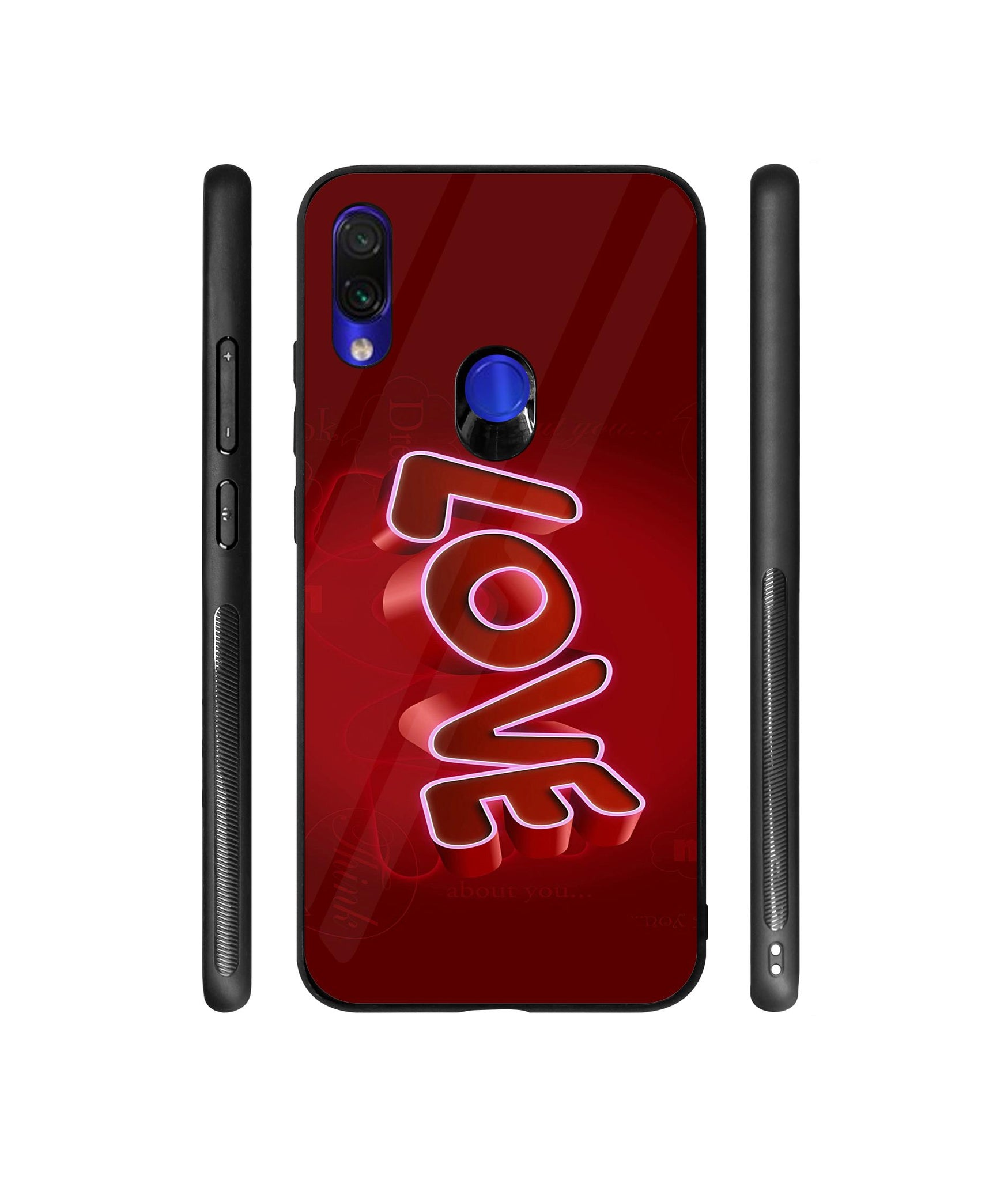 Love 3D Pattern Designer Printed Glass Cover for Mi Redmi Note 7 / Note 7 Pro / Note 7S