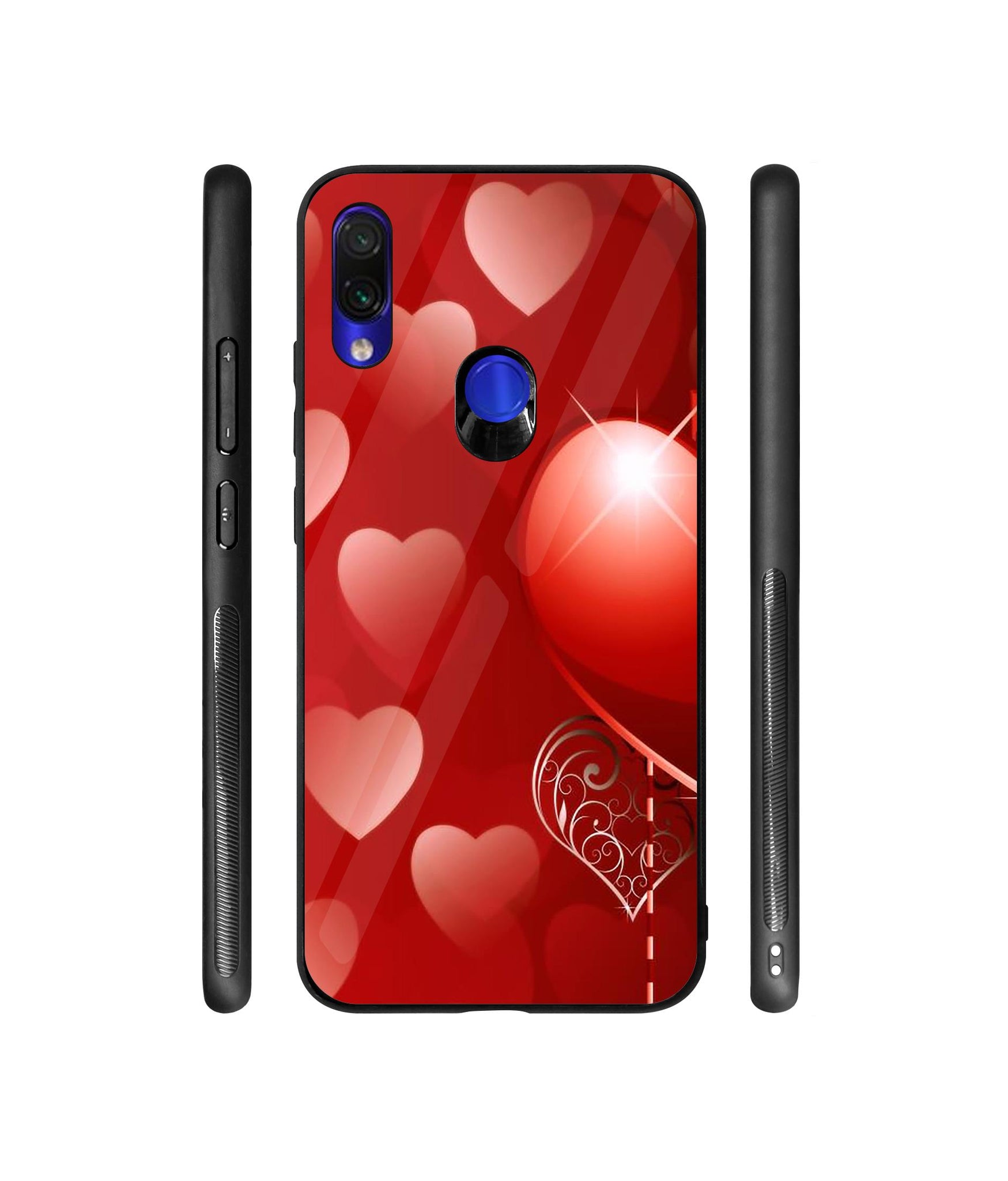 Heart Patten Designer Printed Glass Cover for Mi Redmi Note 7 / Note 7 Pro / Note 7S