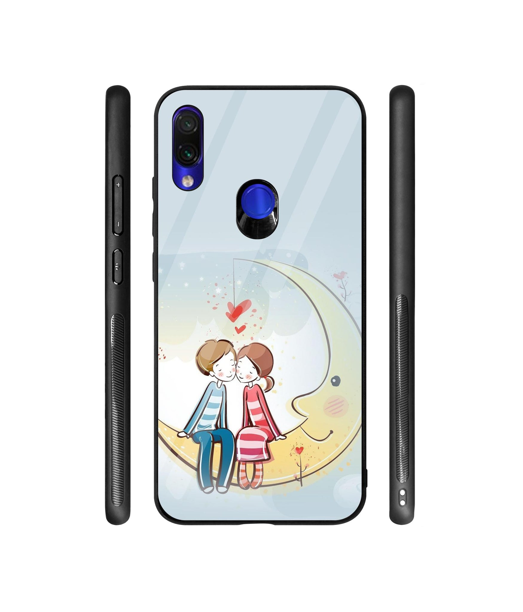 Couple Sitting On Moon Designer Printed Glass Cover for Mi Redmi Note 7 / Note 7 Pro / Note 7S