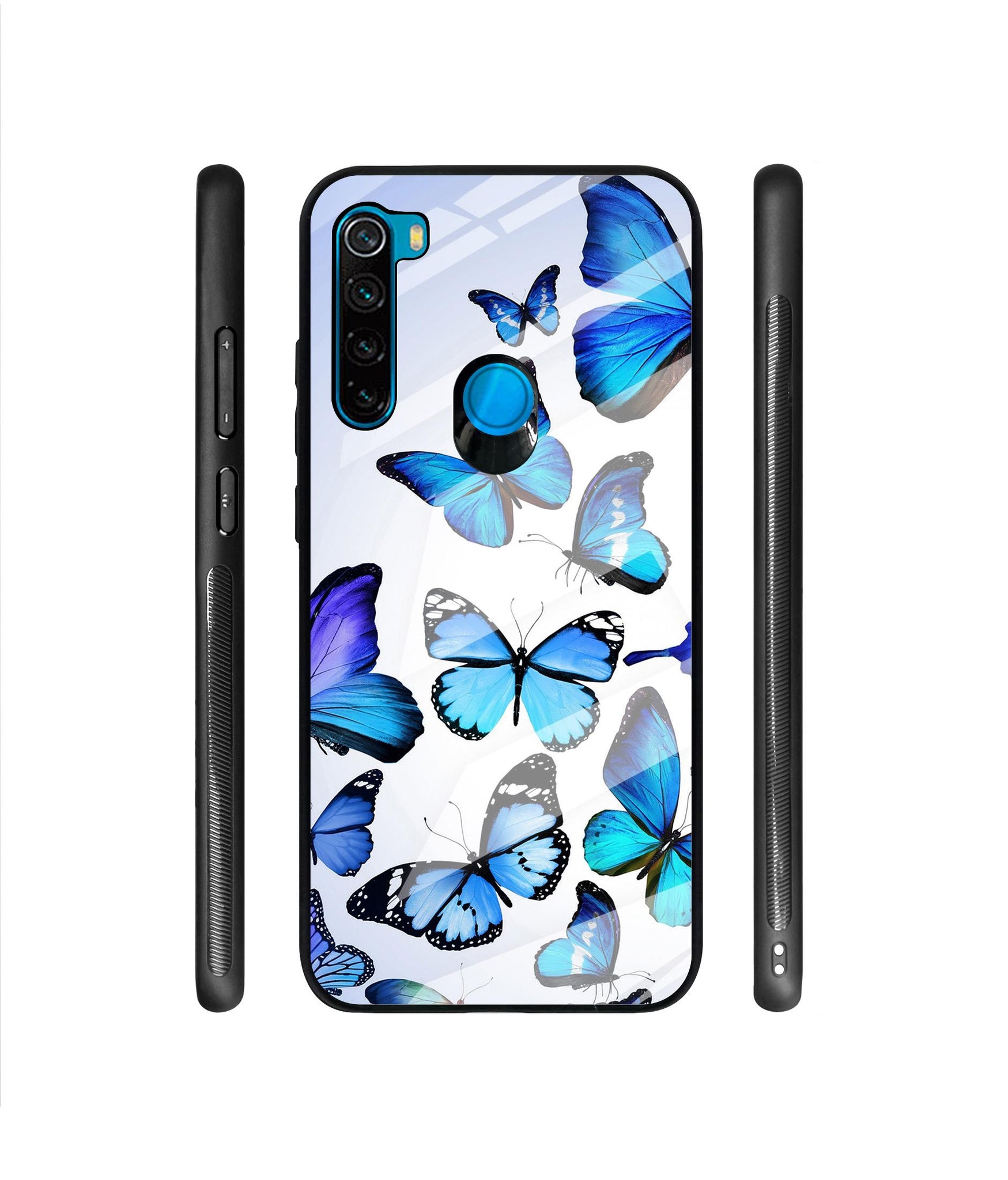 Colorful Butterfly Designer Printed Glass Cover for Mi Redmi Note 8