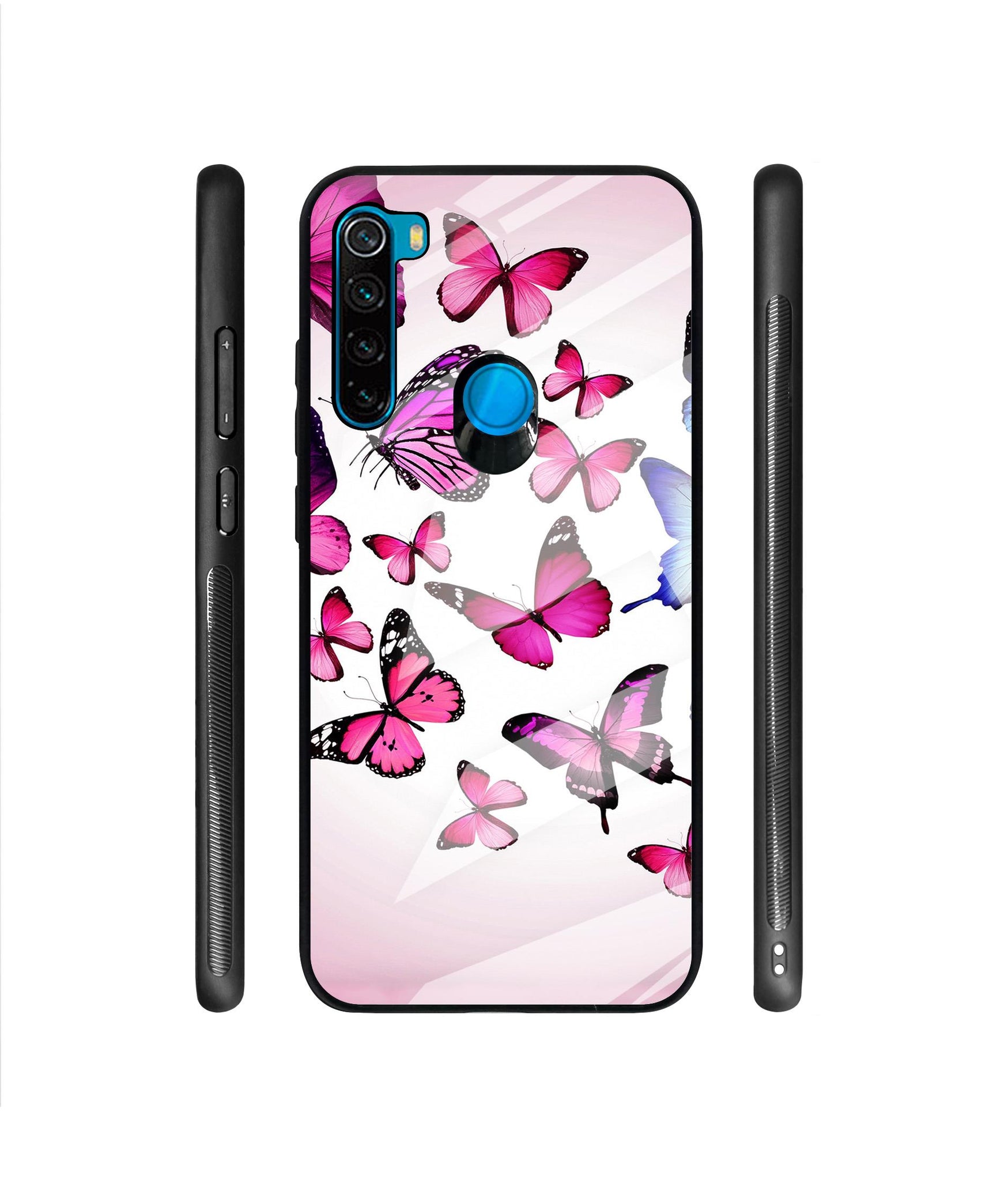 Flying Butterfly Colorful Designer Printed Glass Cover for Mi Redmi Note 8