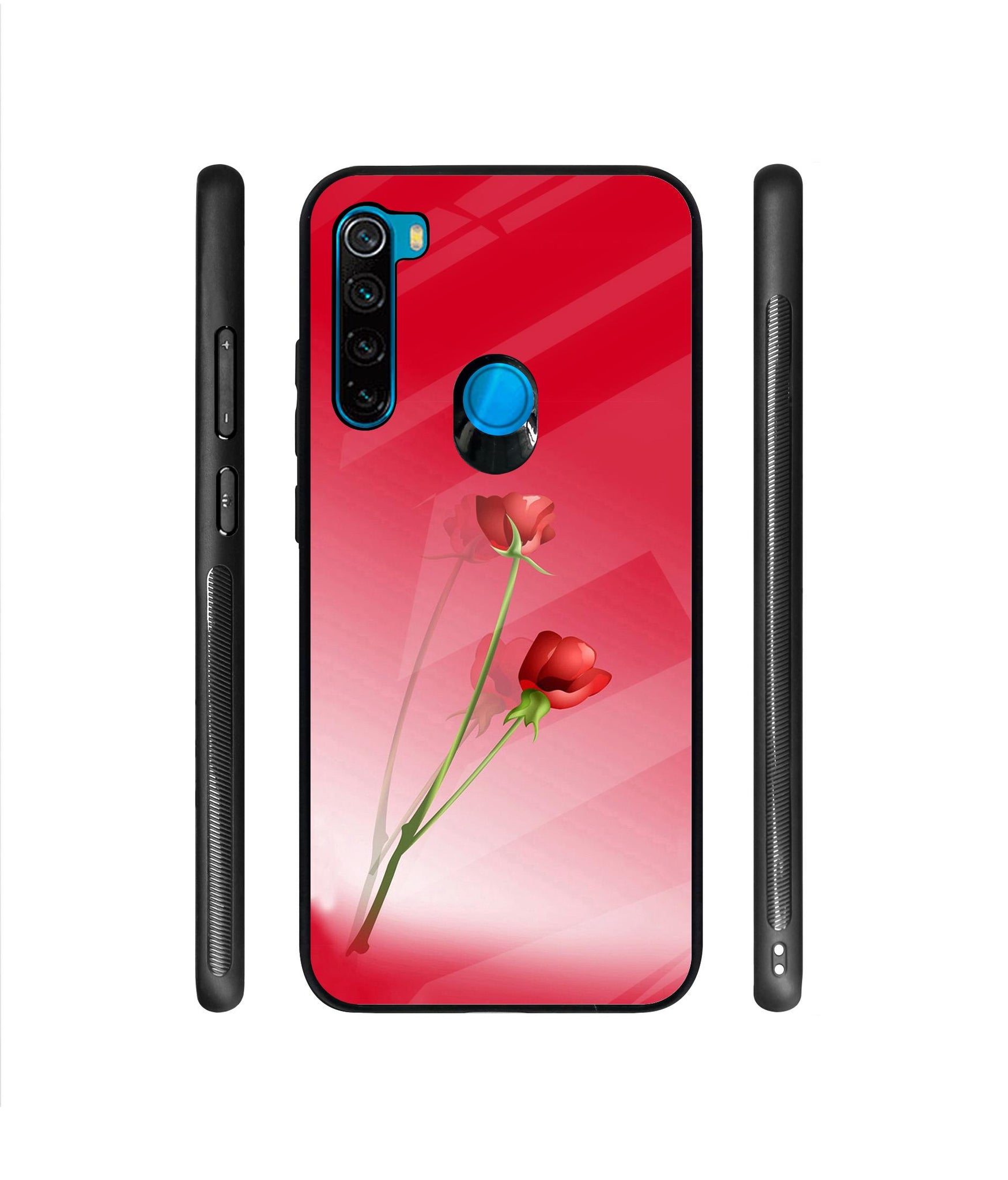 Red Roses Designer Printed Glass Cover for Mi Redmi Note 8