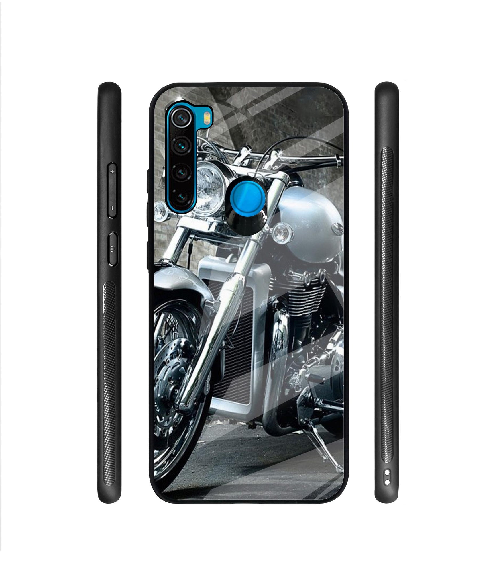 Motorcycle Designer Printed Glass Cover for Mi Redmi Note 8