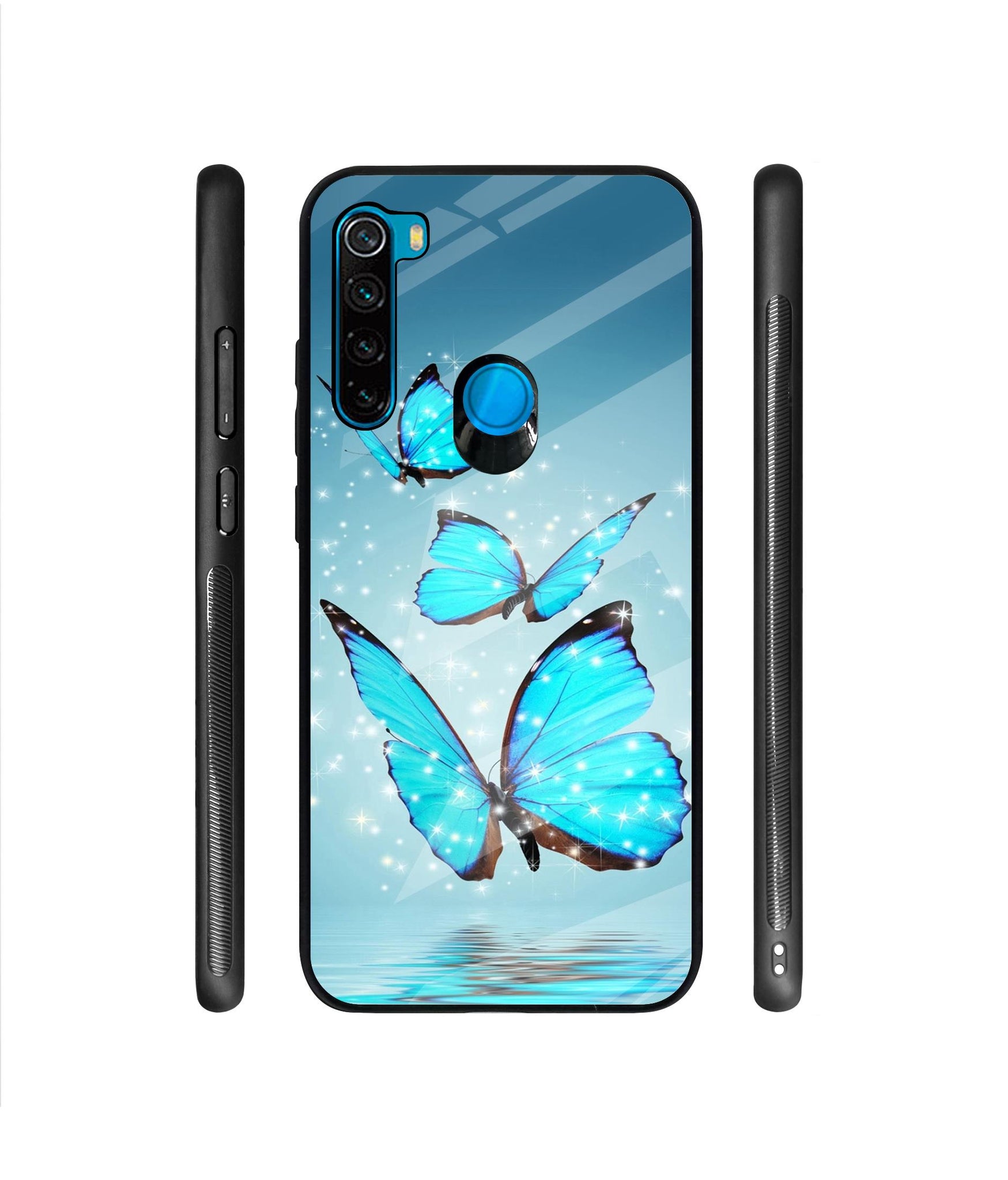 Flying Butterflies Designer Printed Glass Cover for Mi Redmi Note 8