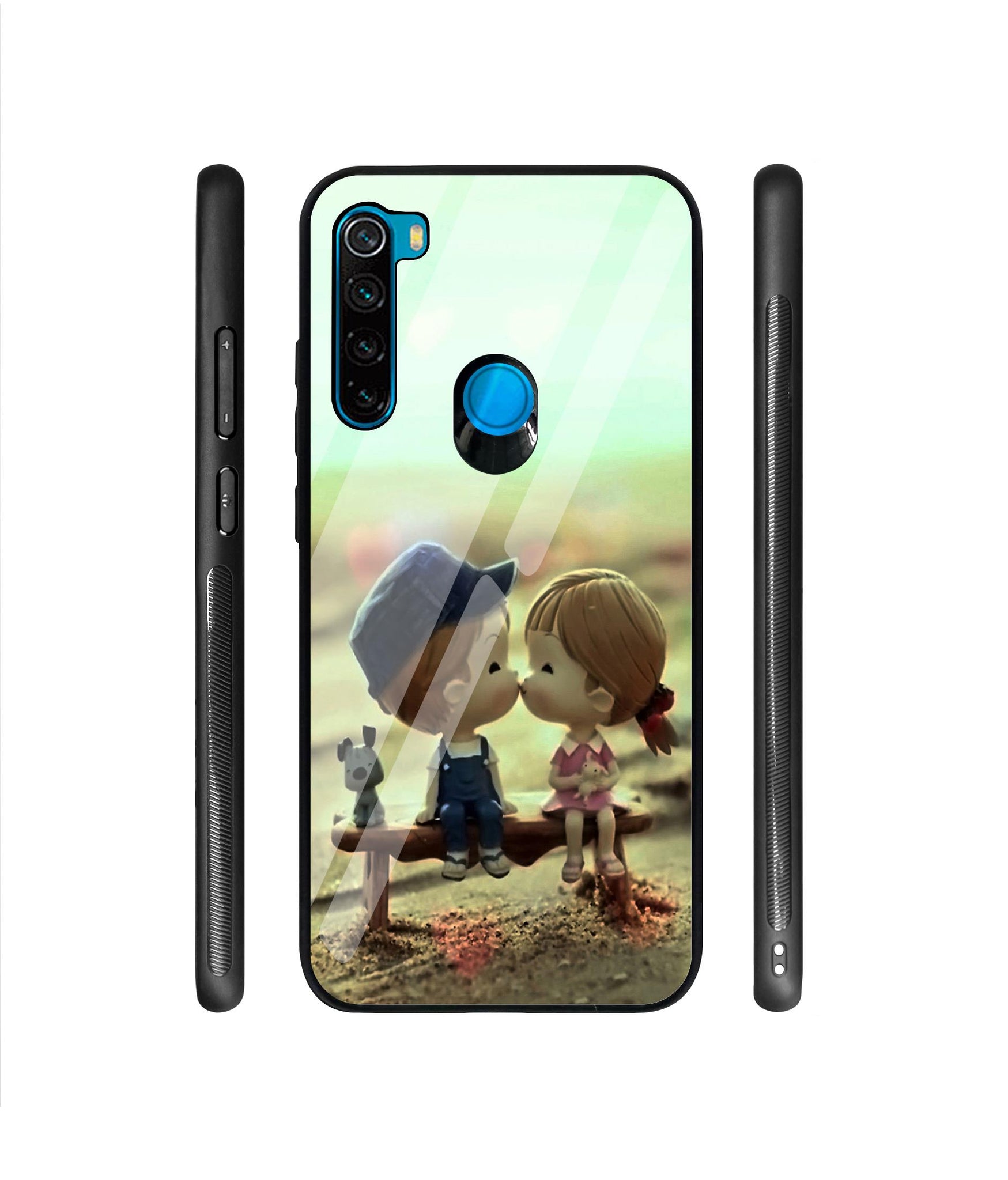 Love Couples Pattern Designer Printed Glass Cover for Mi Redmi Note 8