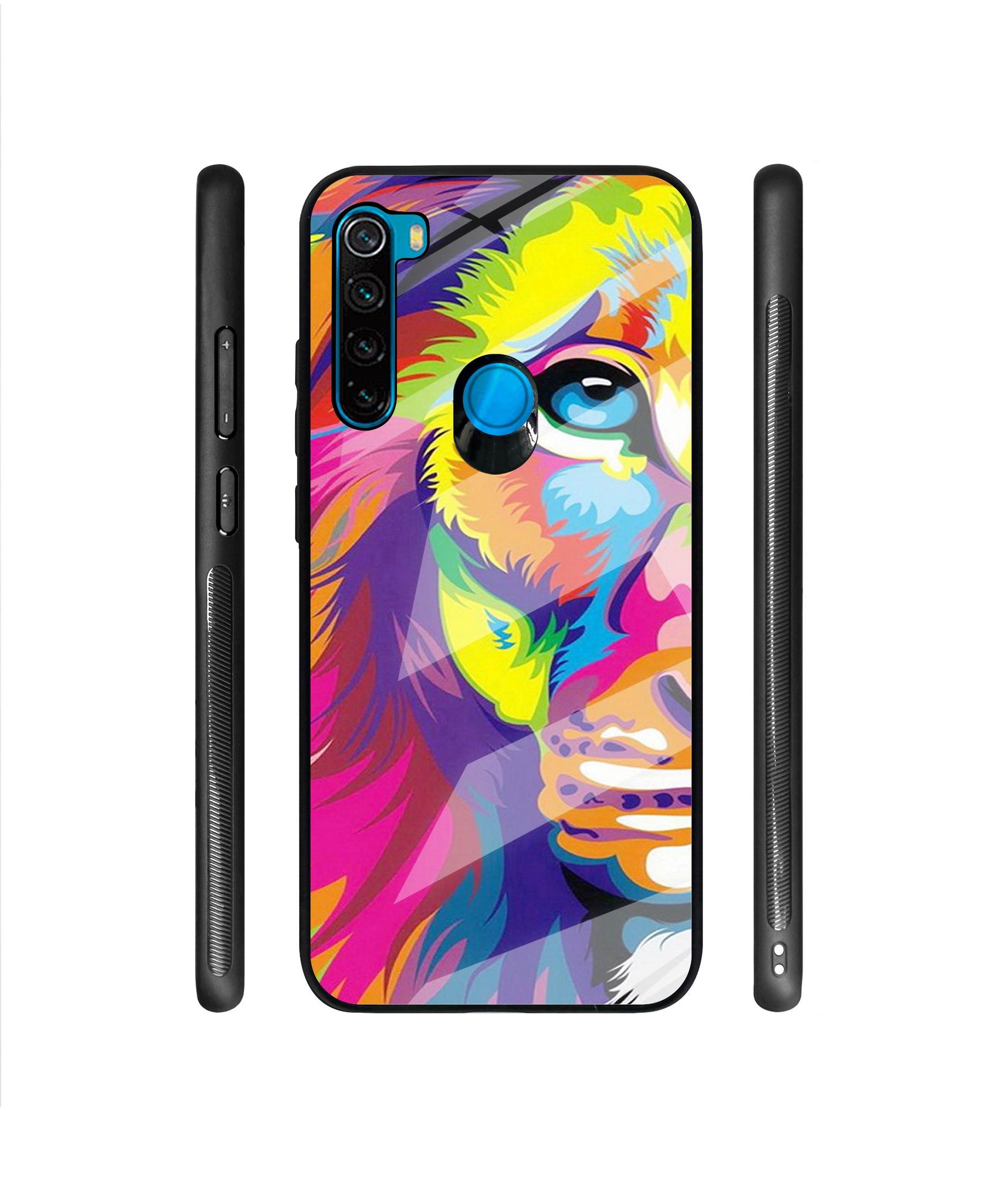 Lion Designer Printed Glass Cover for Mi Redmi Note 8