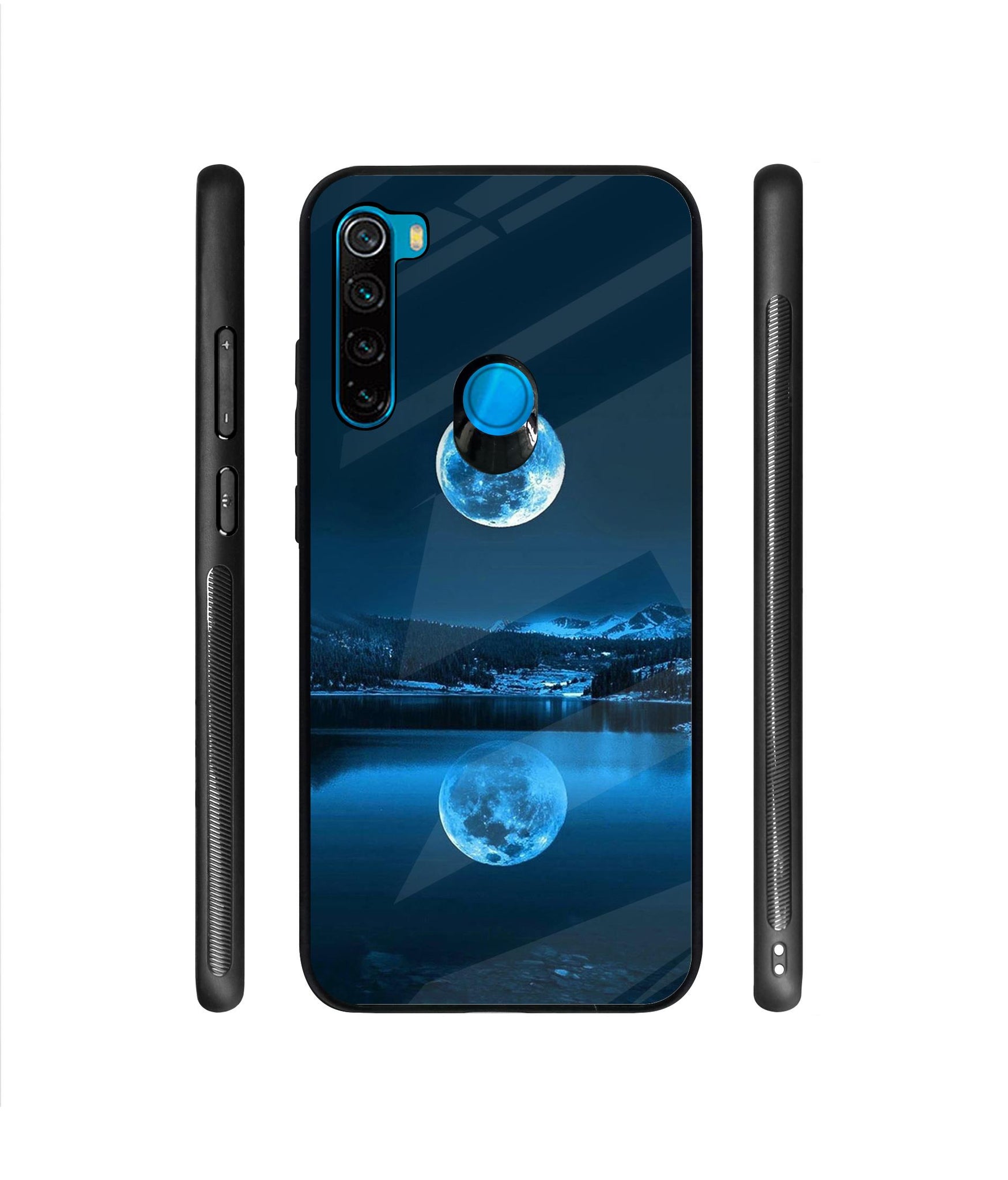 Moon Pattern Print Designer Printed Glass Cover for Mi Redmi Note 8