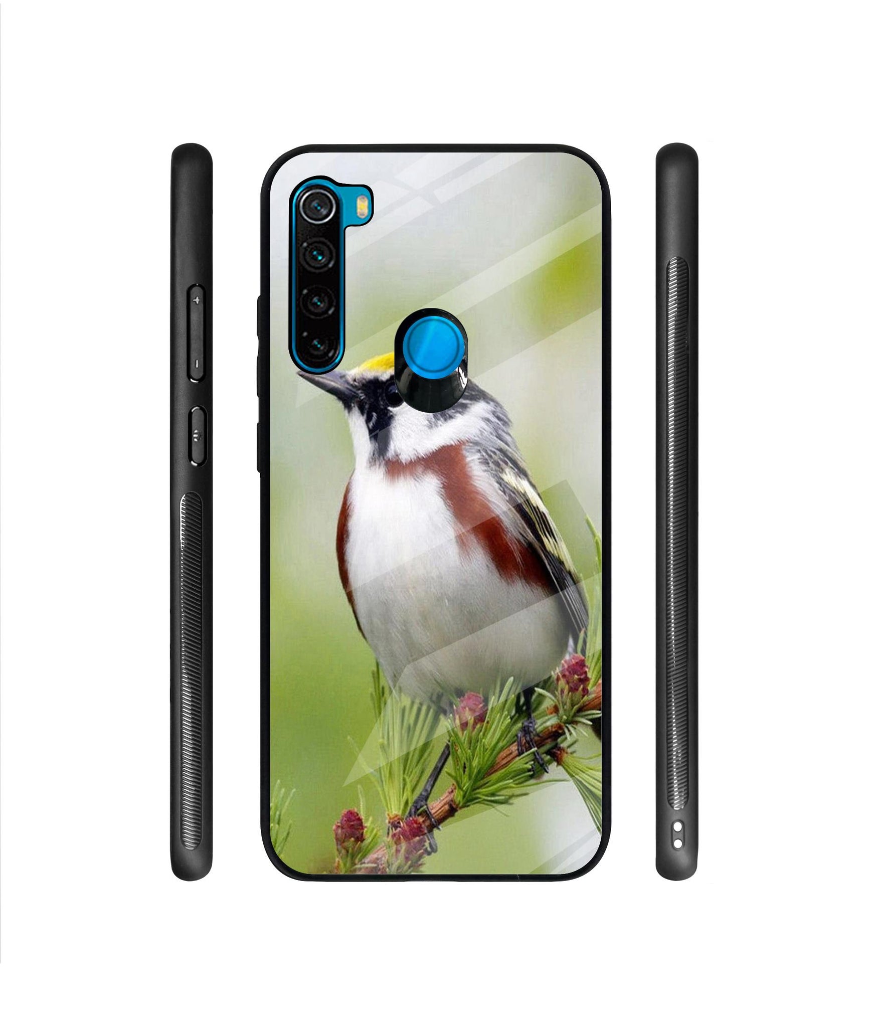 Bird Pattern Designer Printed Glass Cover for Mi Redmi Note 8