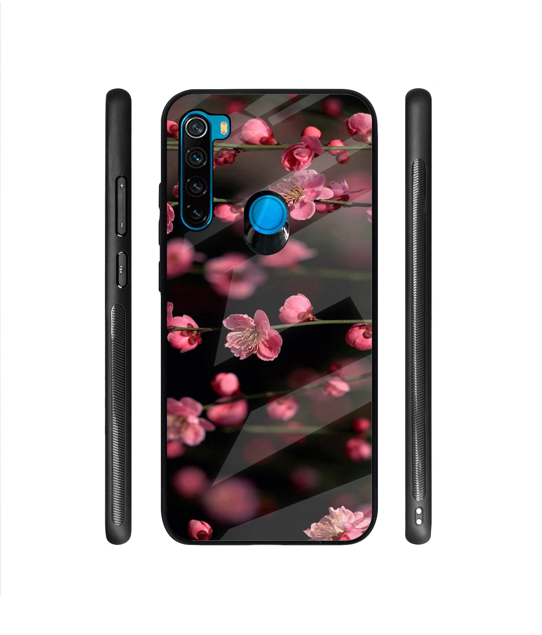 Pink Flowers Designer Printed Glass Cover for Mi Redmi Note 8