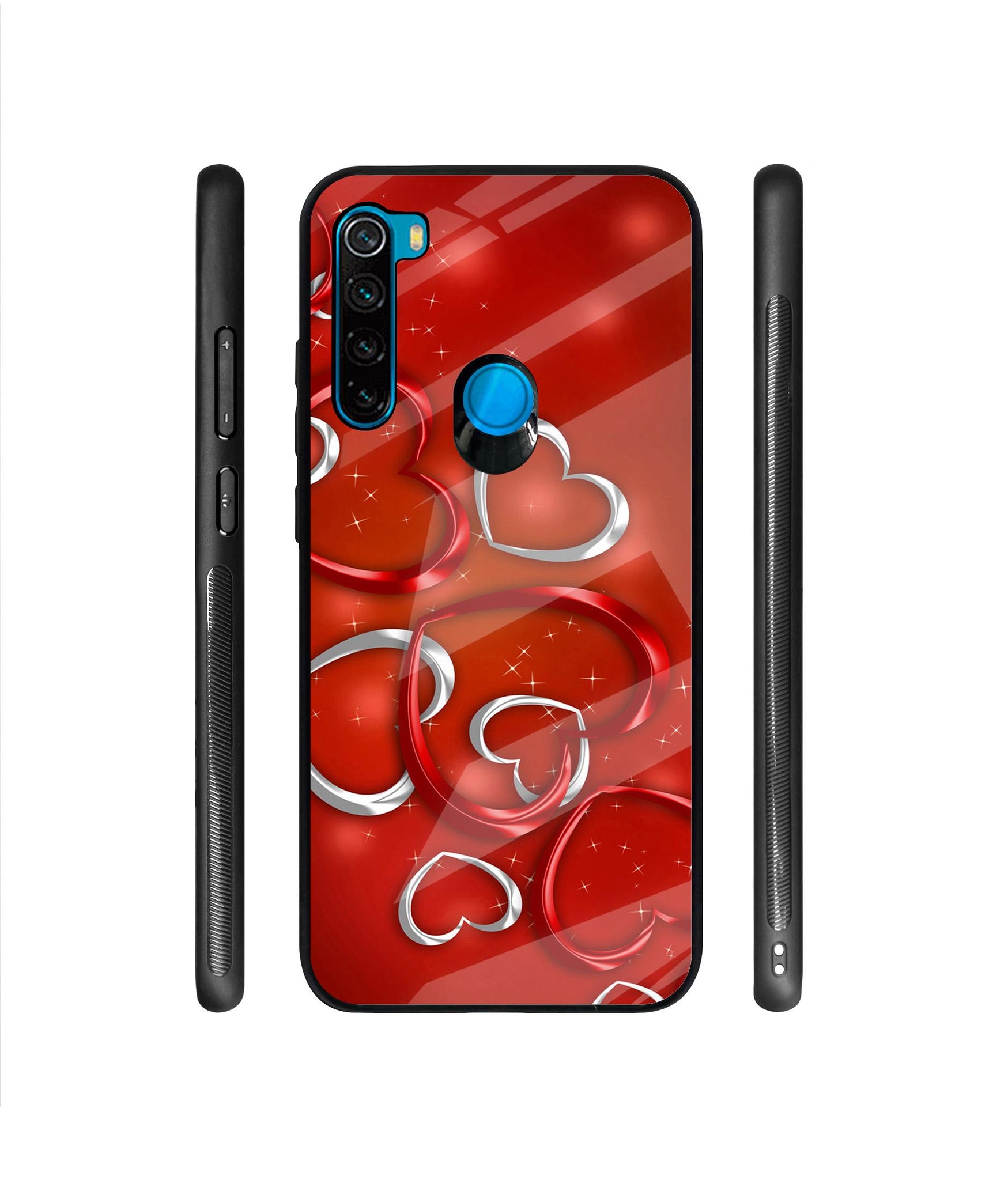 Hearts Designer Printed Glass Cover for Mi Redmi Note 8