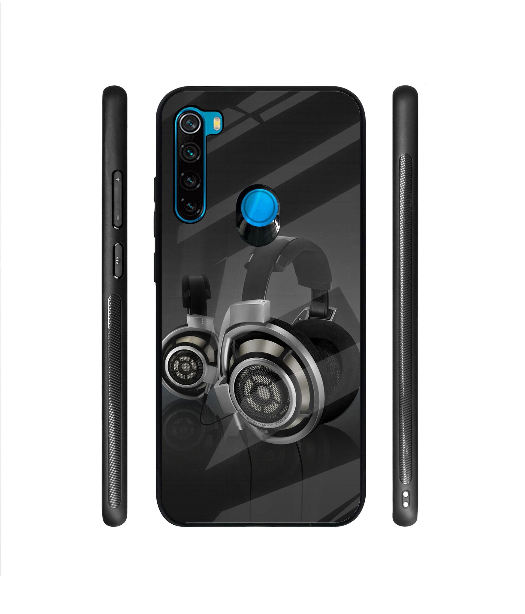 Head Phone Designer Printed Glass Cover for Mi Redmi Note 8