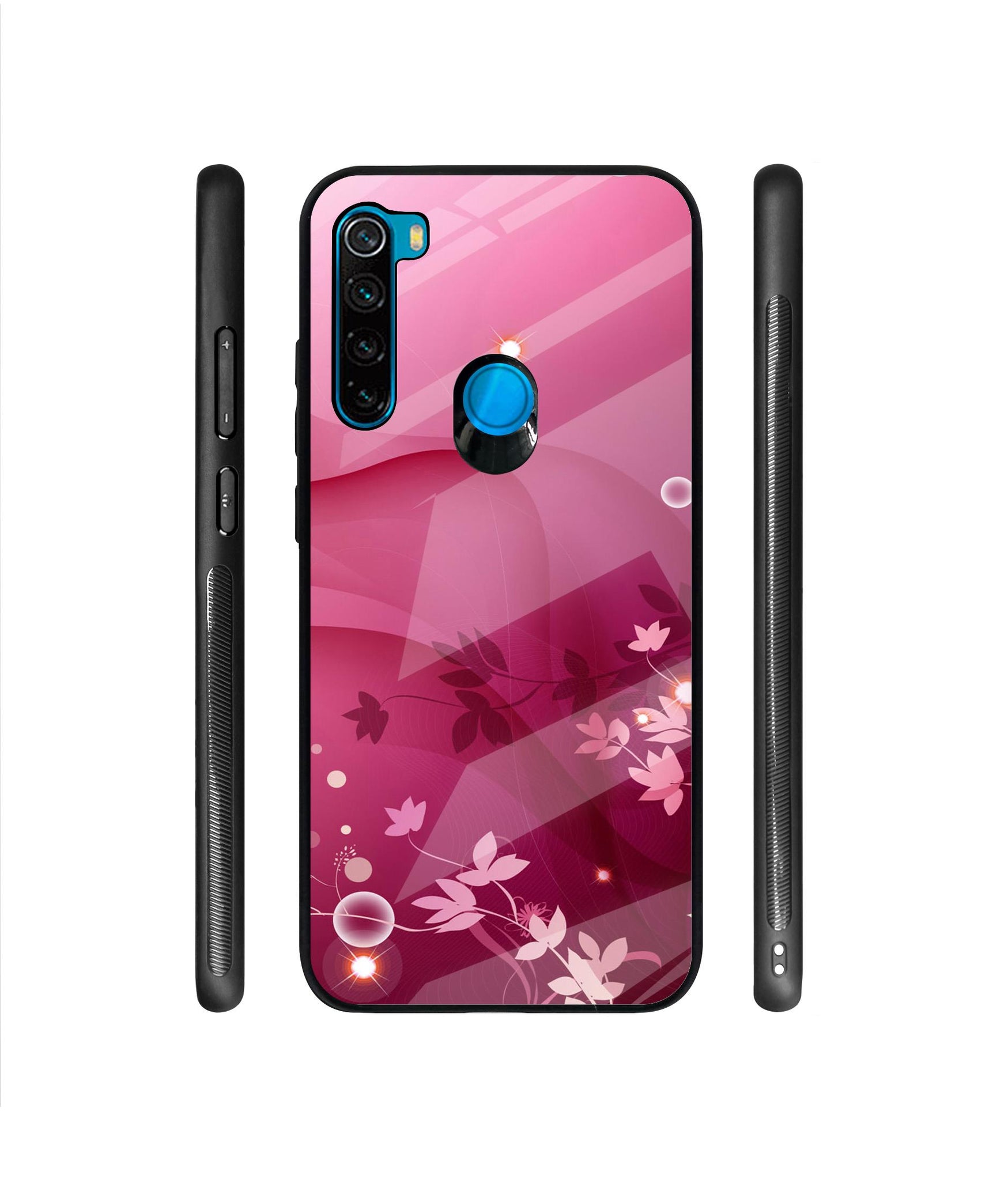 Pink Abstract Designer Printed Glass Cover for Mi Redmi Note 8