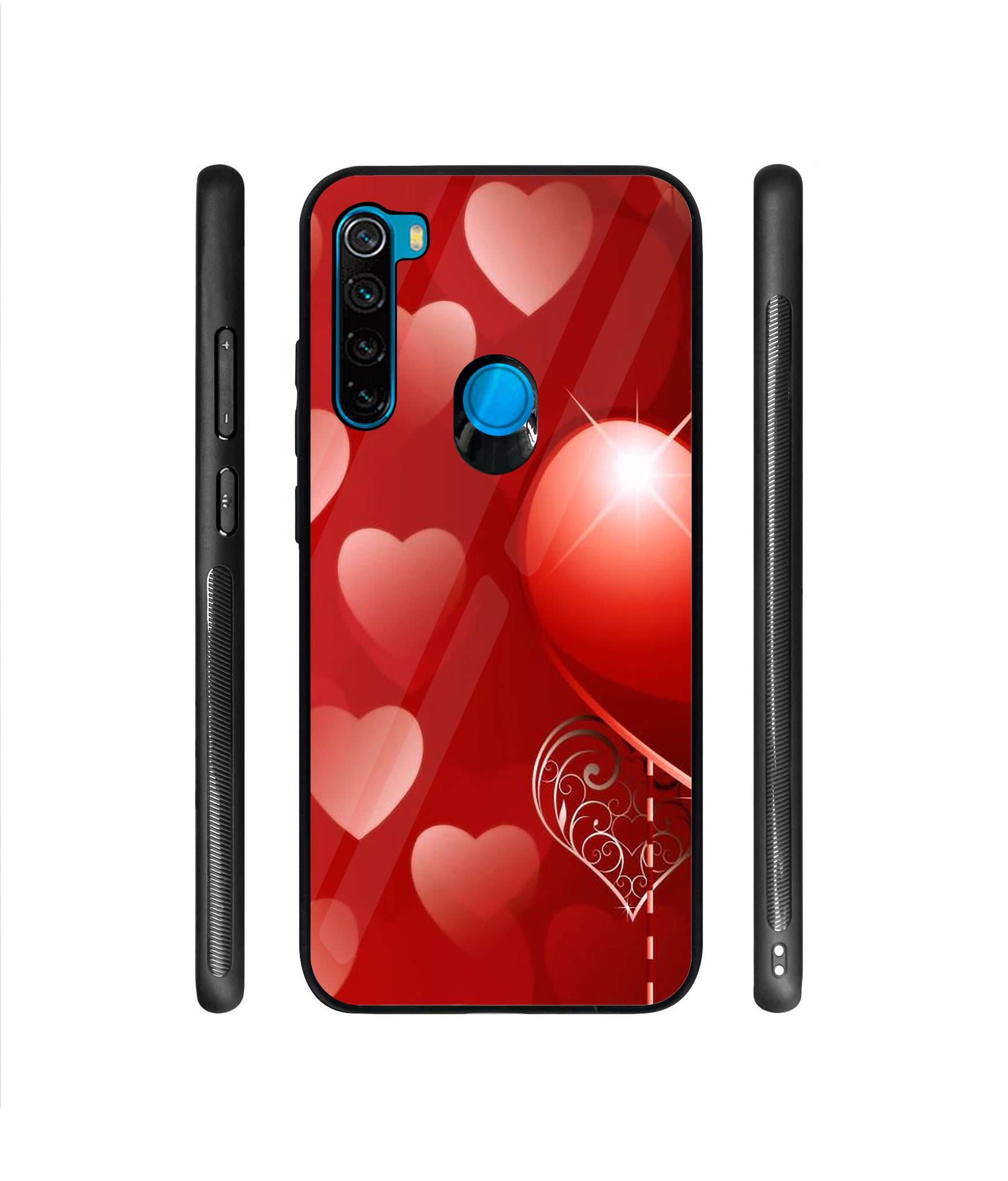 Heart Patten Designer Printed Glass Cover for Mi Redmi Note 8