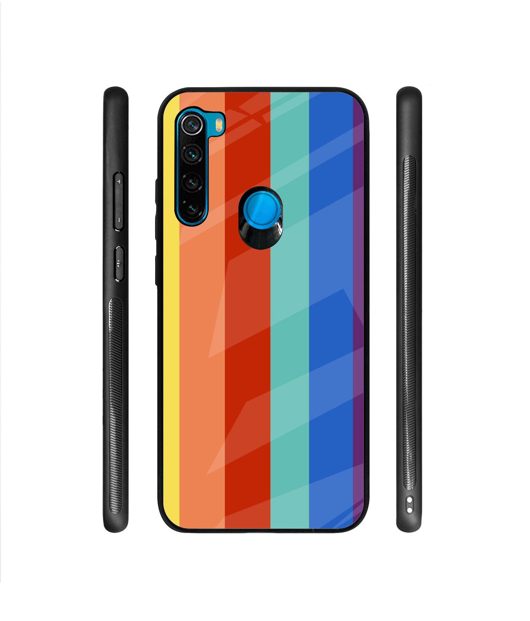 Rainbow Colors Designer Printed Glass Cover for Mi Redmi Note 8