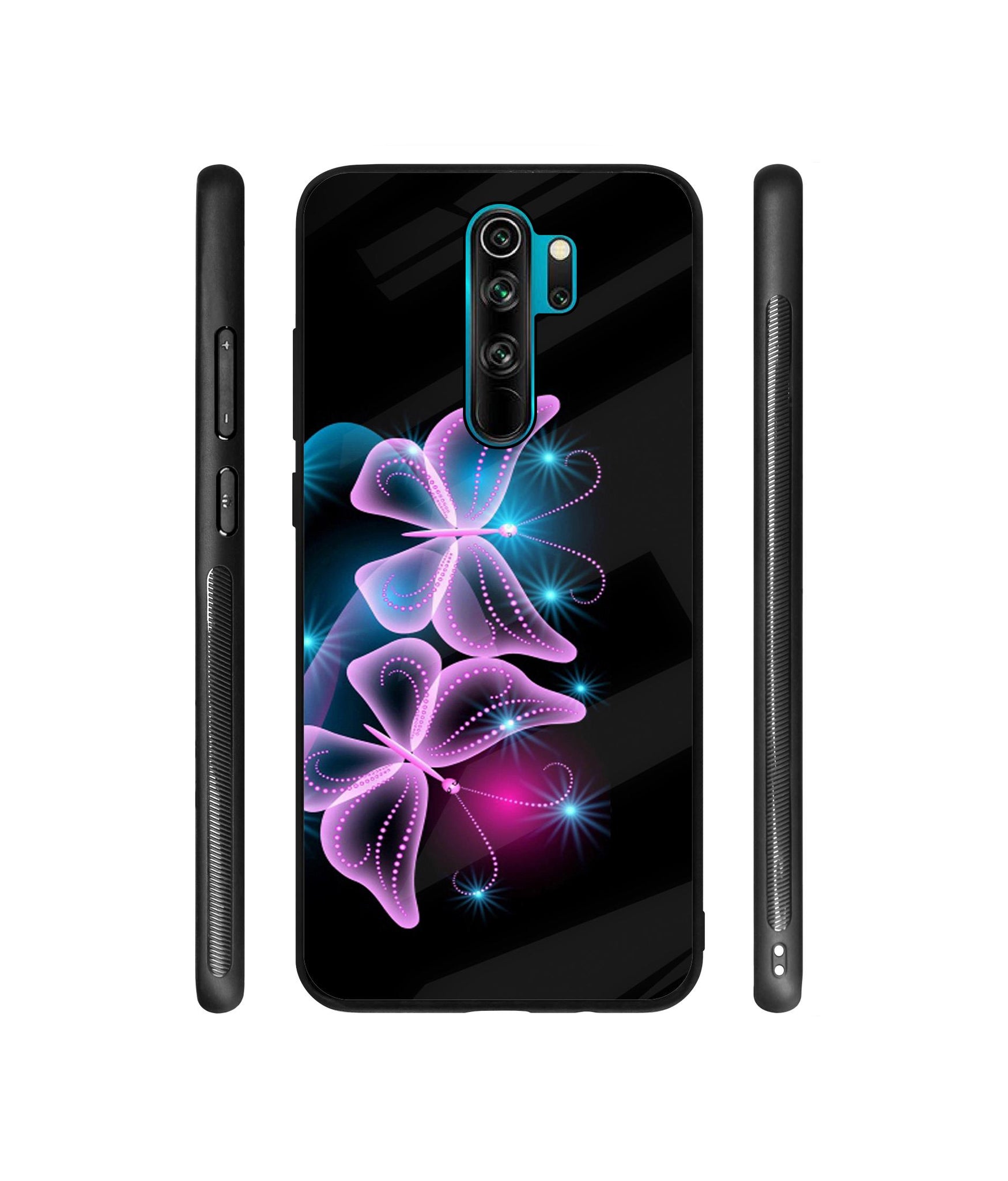 Butterflies Neon Light Designer Printed Glass Cover for Mi Redmi Note 8 Pro