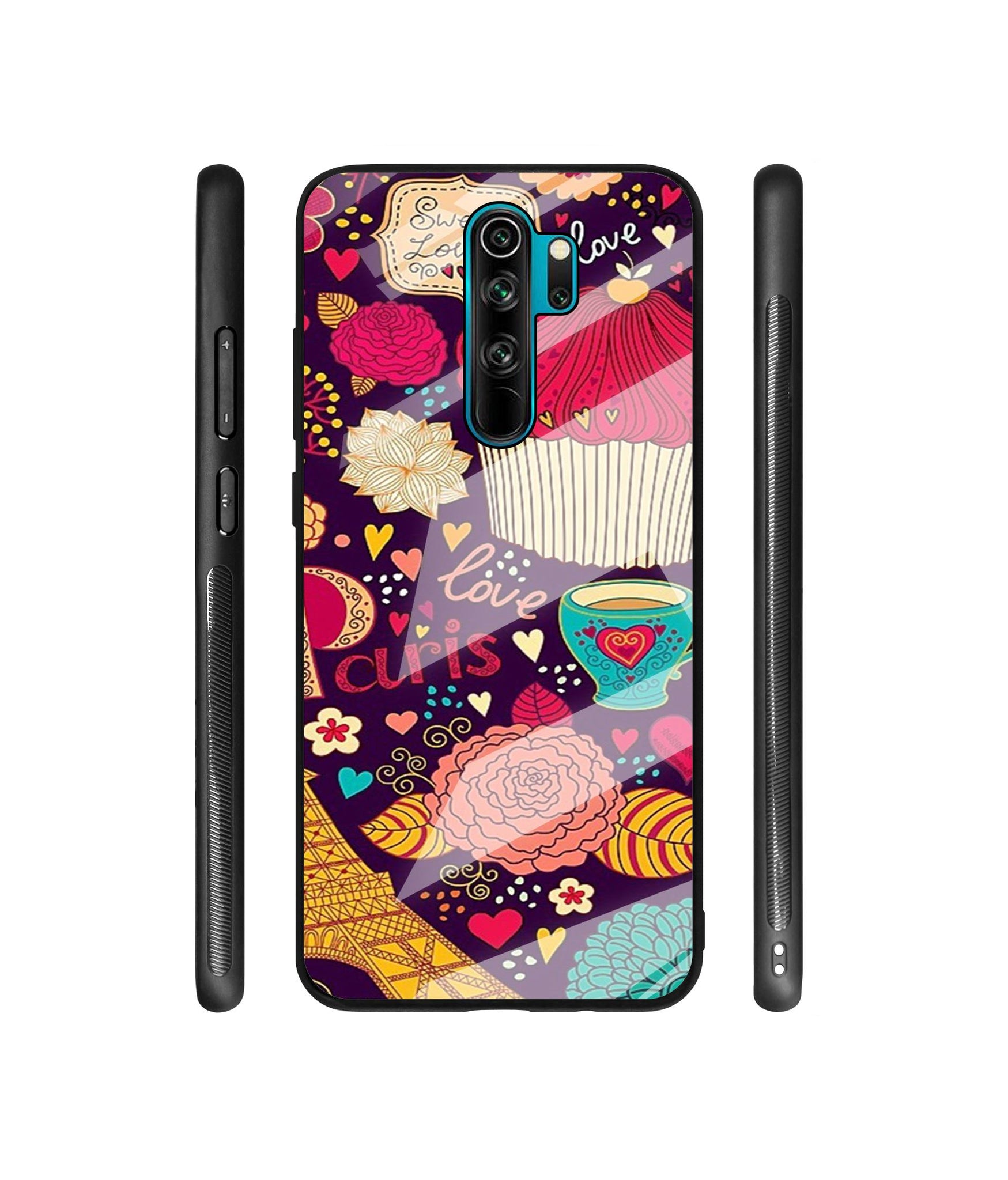 Paris Flower Love Designer Printed Glass Cover for Mi Redmi Note 8 Pro