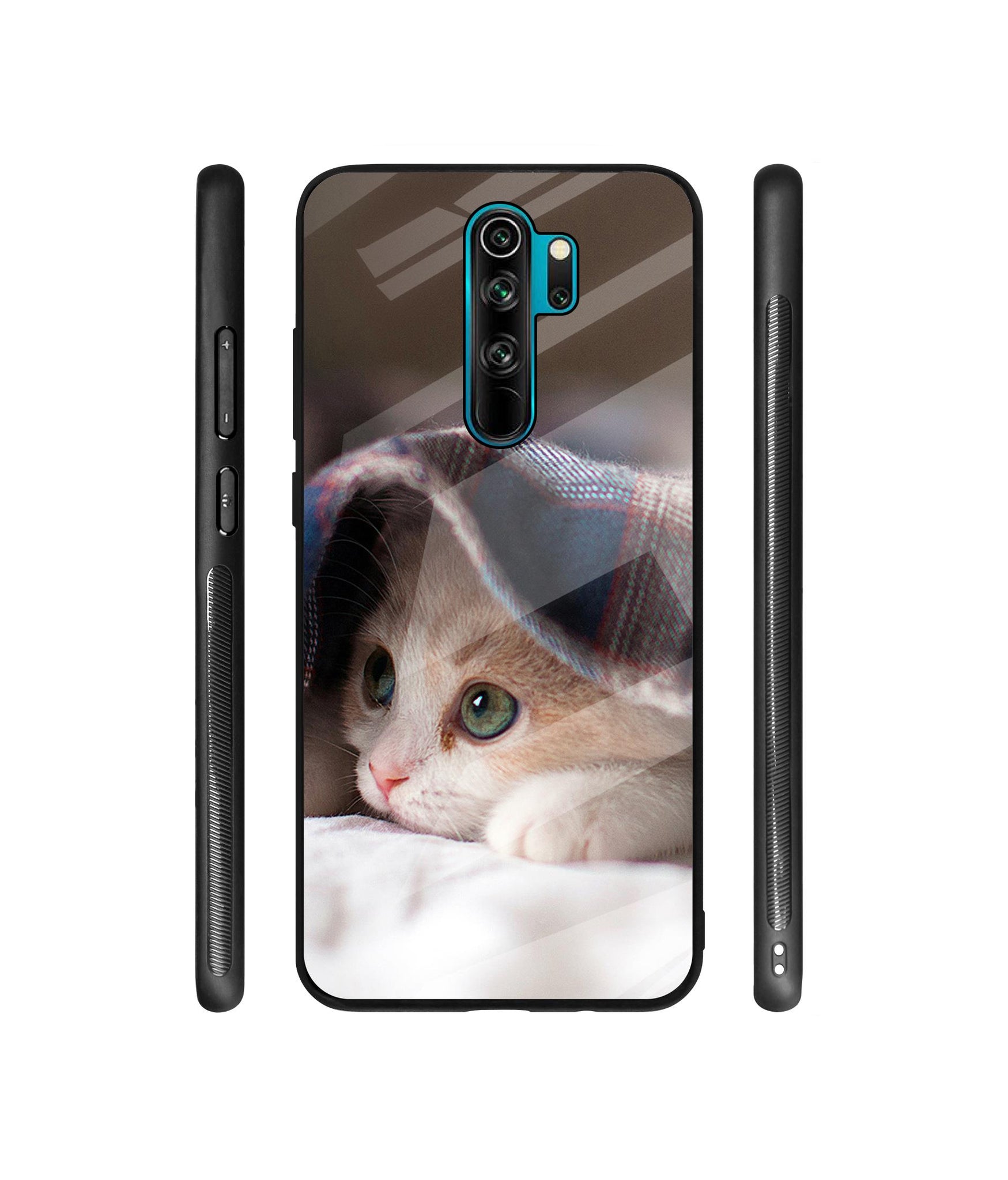 Sleepy Kitten Designer Printed Glass Cover for Mi Redmi Note 8 Pro