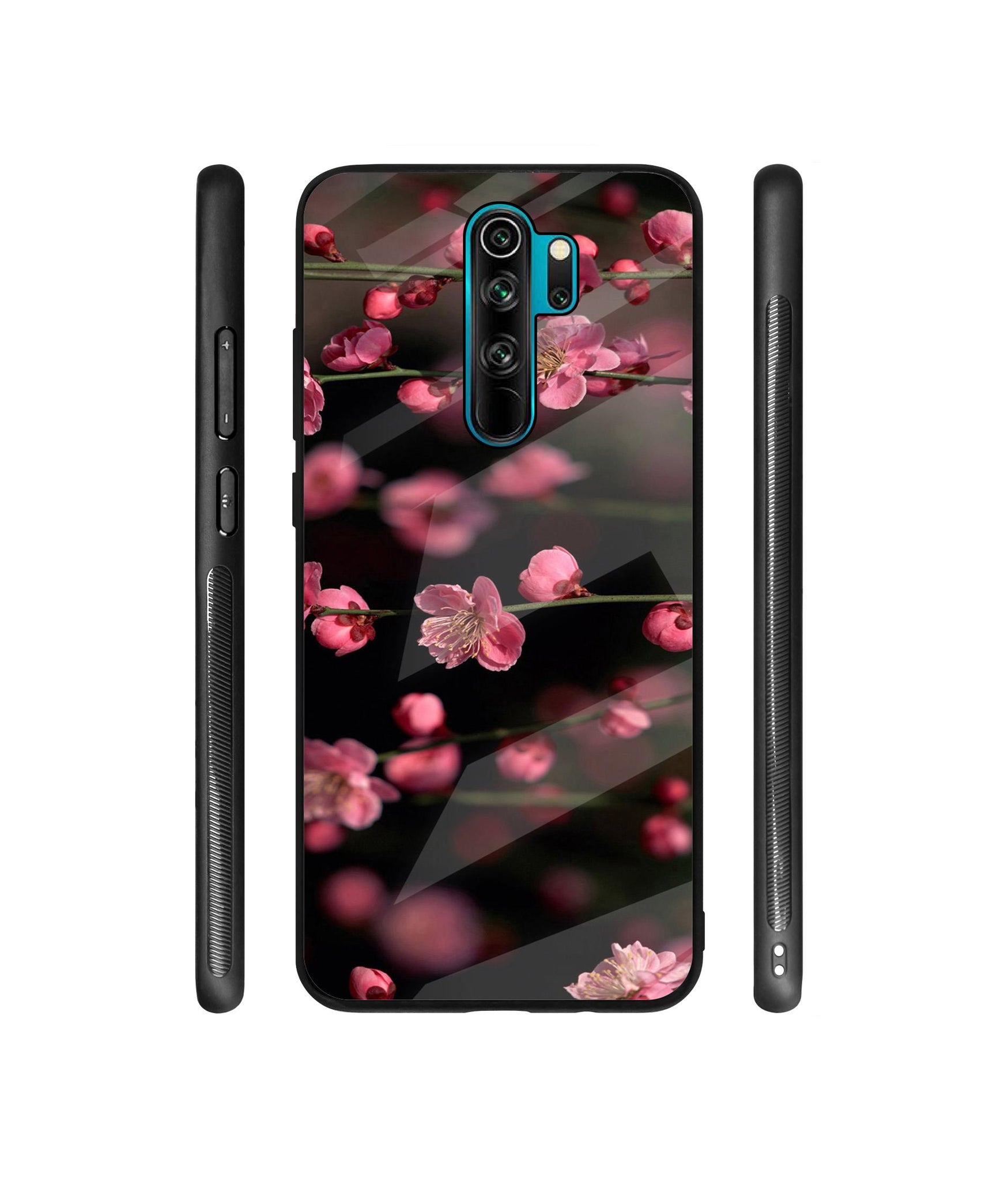 Pink Flowers Designer Printed Glass Cover for Mi Redmi Note 8 Pro