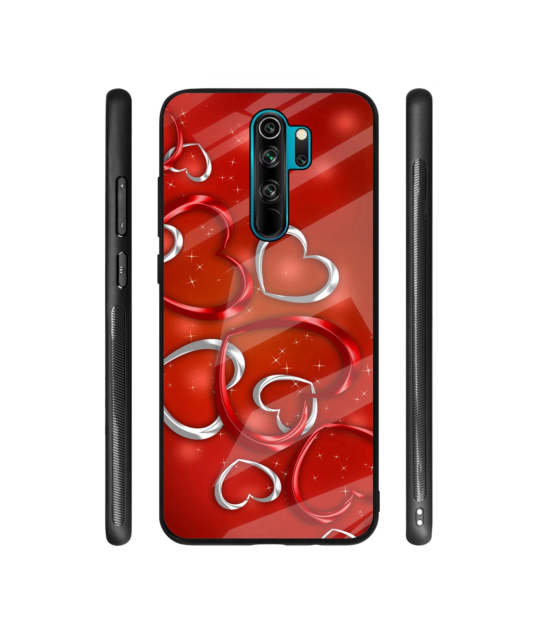 Hearts Designer Printed Glass Cover for Mi Redmi Note 8 Pro