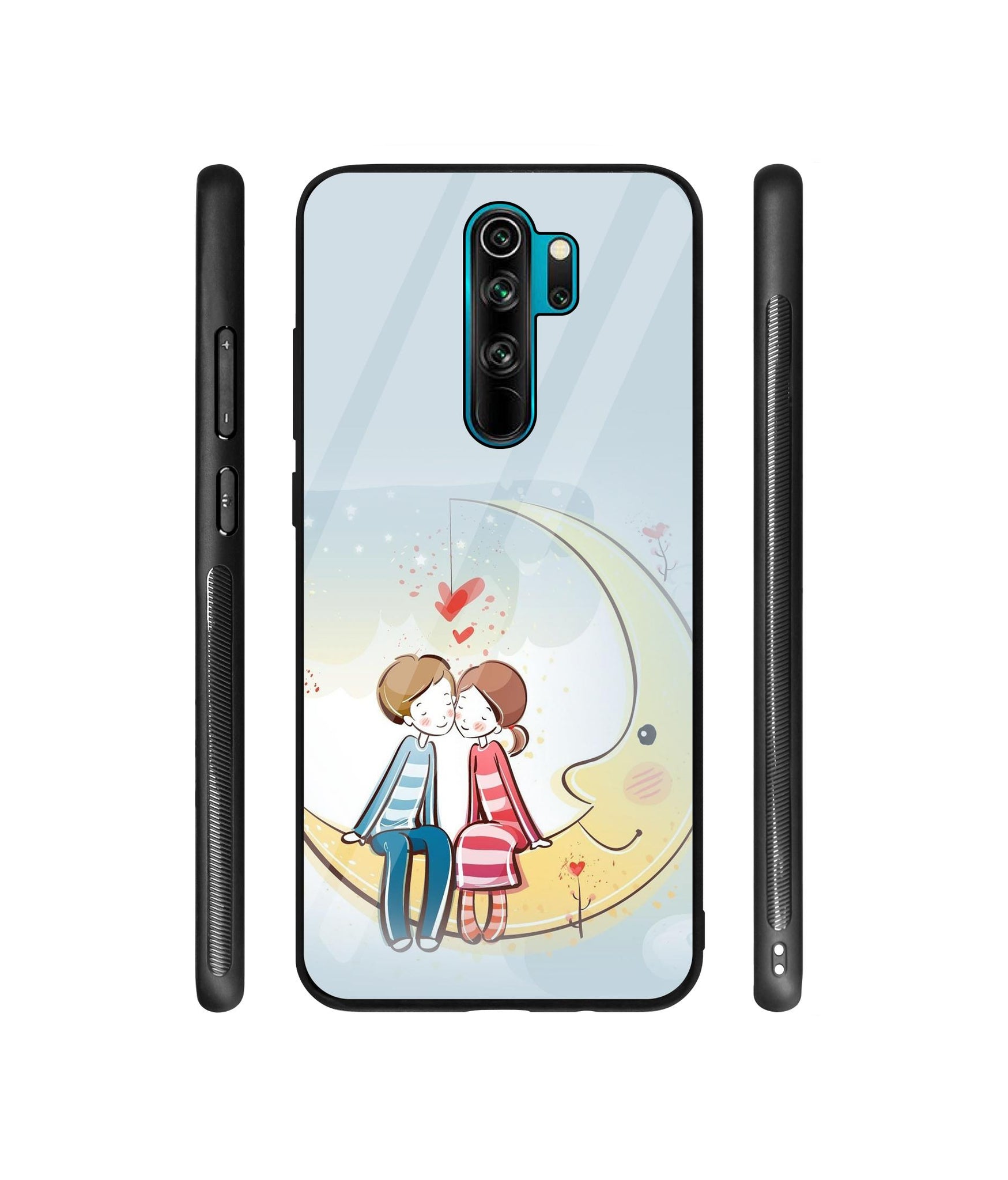 Couple Sitting On Moon Designer Printed Glass Cover for Mi Redmi Note 8 Pro