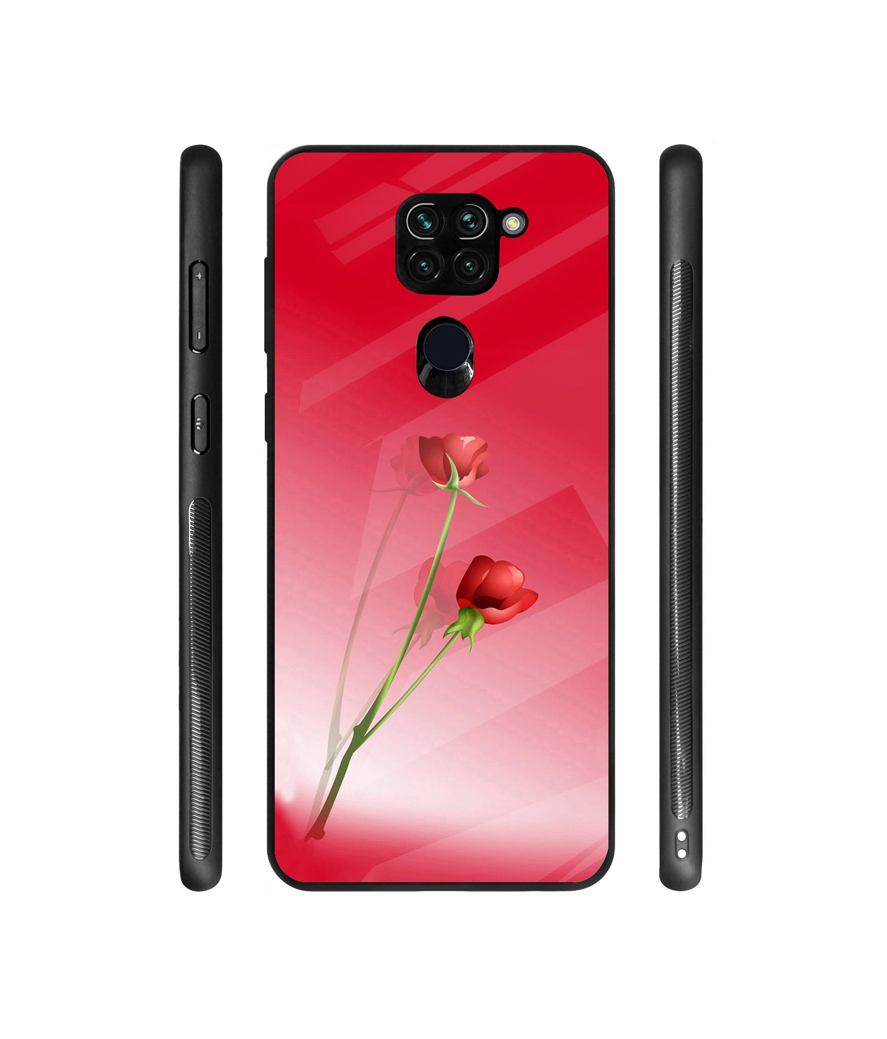 Red Roses Designer Printed Glass Cover for Mi Redmi Note 9