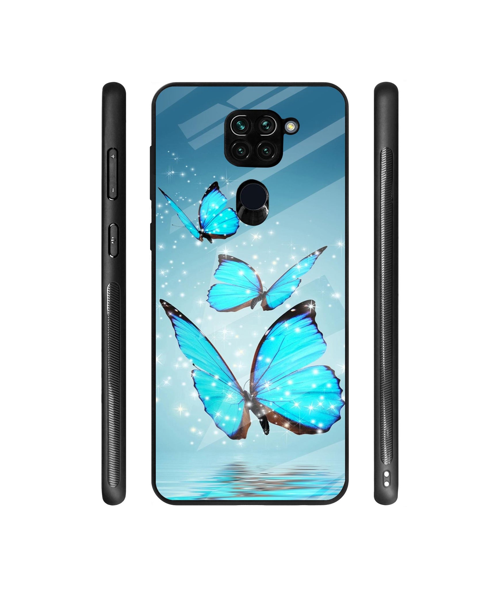 Flying Butterflies Designer Printed Glass Cover for Mi Redmi Note 9