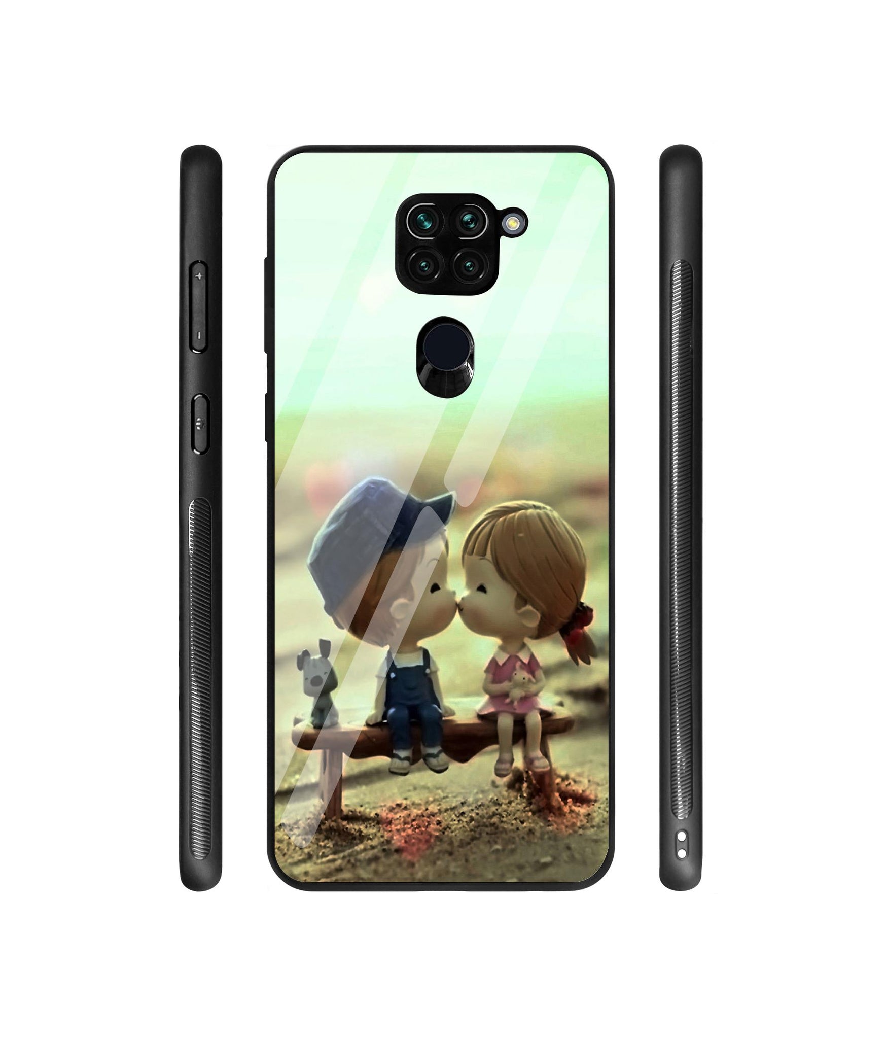 Love Couples Pattern Designer Printed Glass Cover for Mi Redmi Note 9