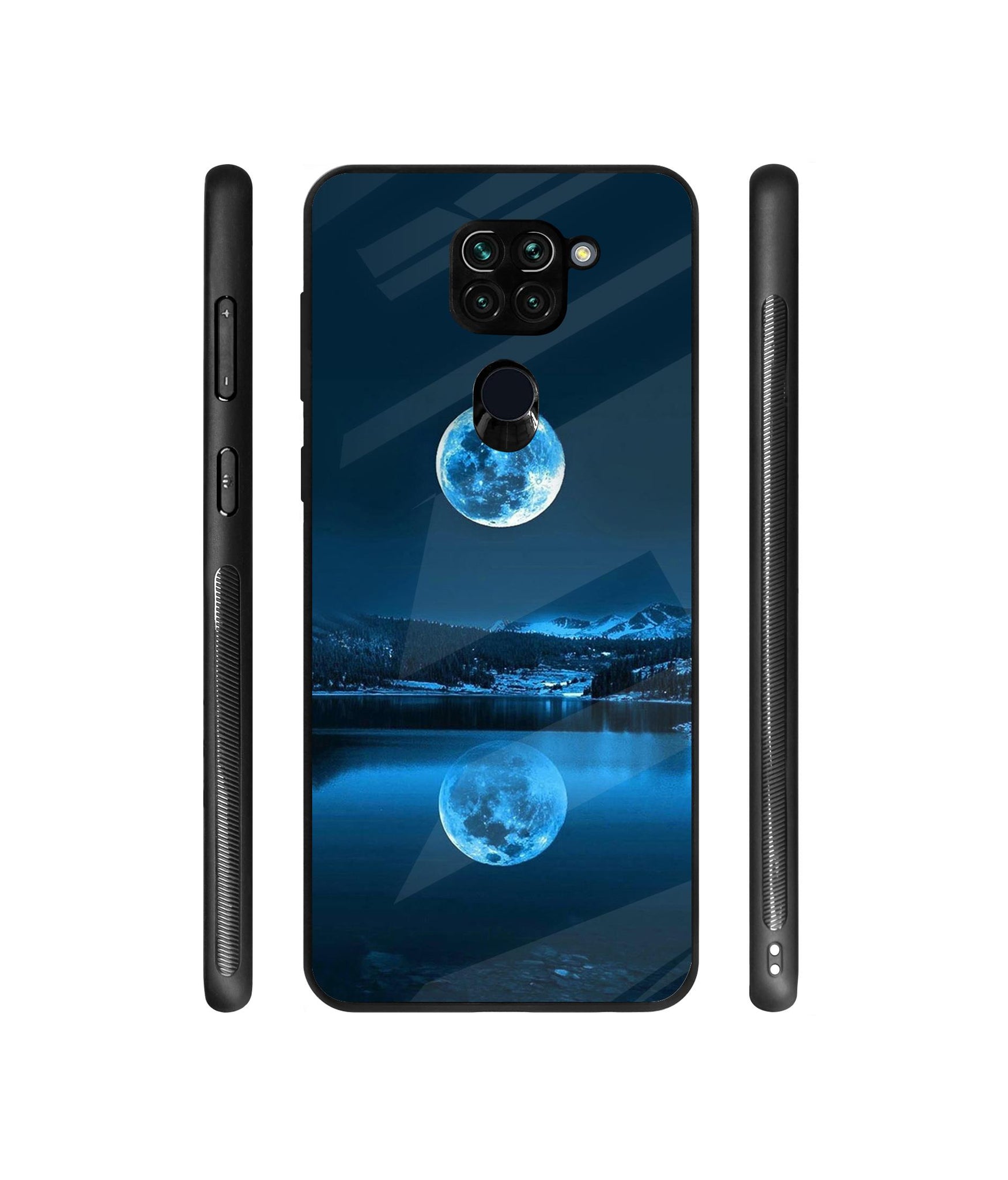 Moon Pattern Print Designer Printed Glass Cover for Mi Redmi Note 9