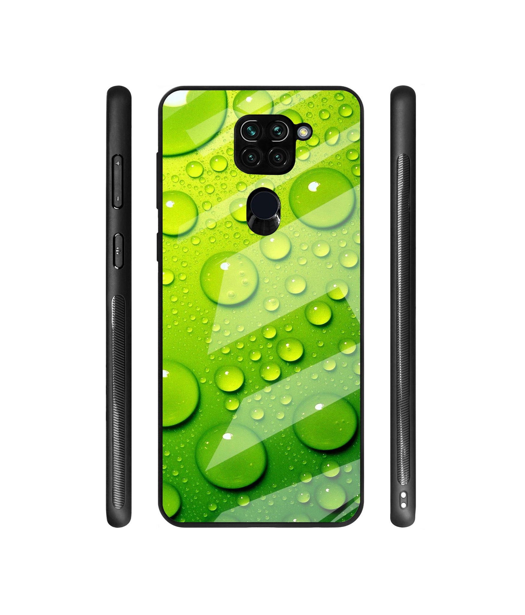 Green Bubbles Designer Printed Glass Cover for Mi Redmi Note 9