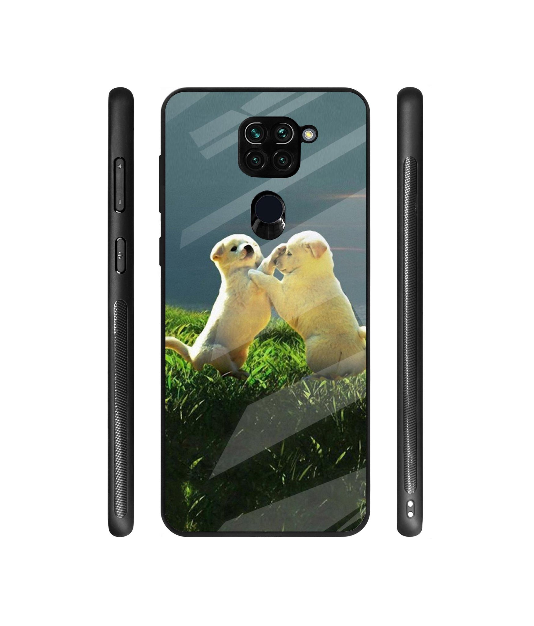 Puppy Couple Sunset Designer Printed Glass Cover for Mi Redmi Note 9