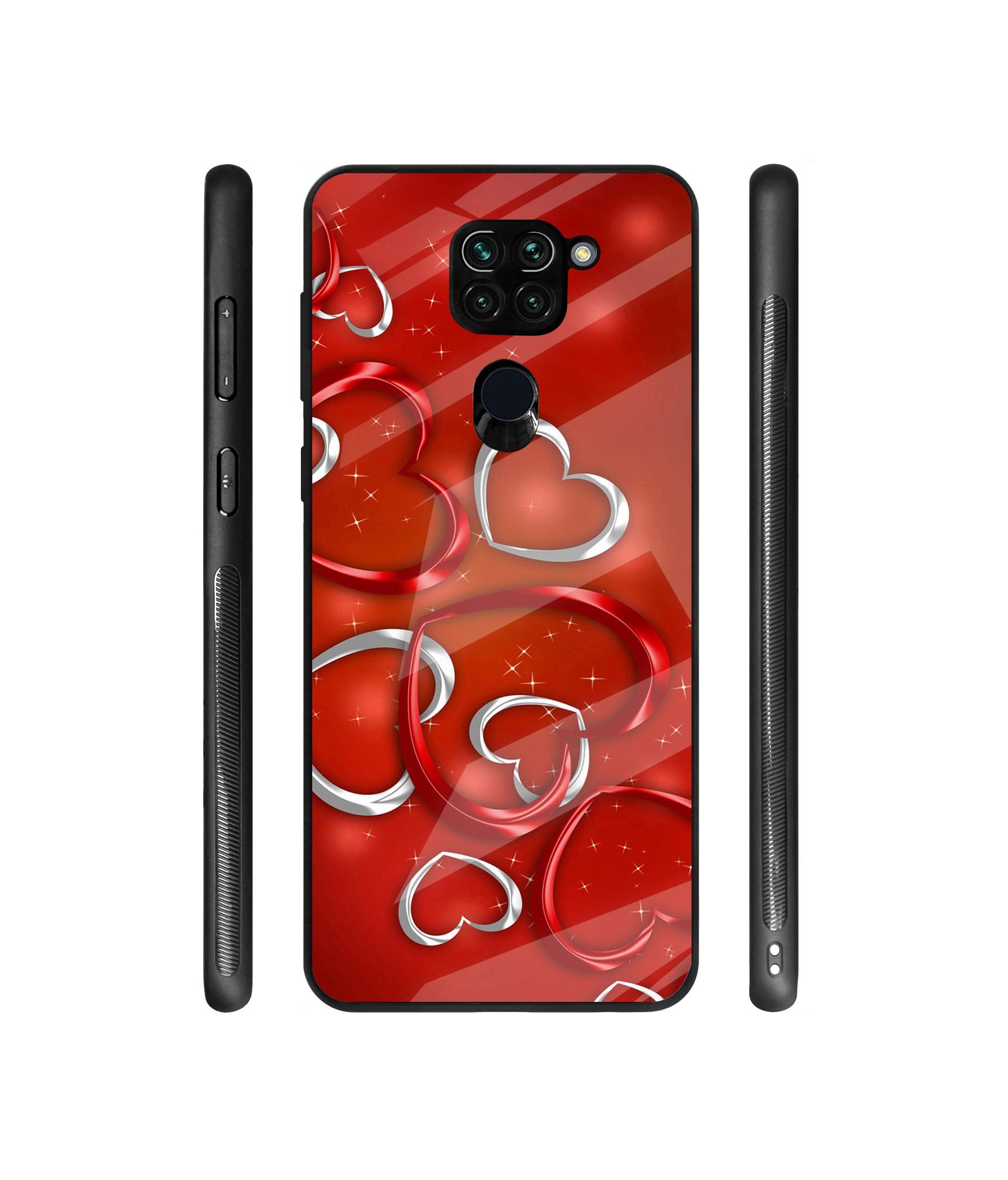 Hearts Designer Printed Glass Cover for Mi Redmi Note 9