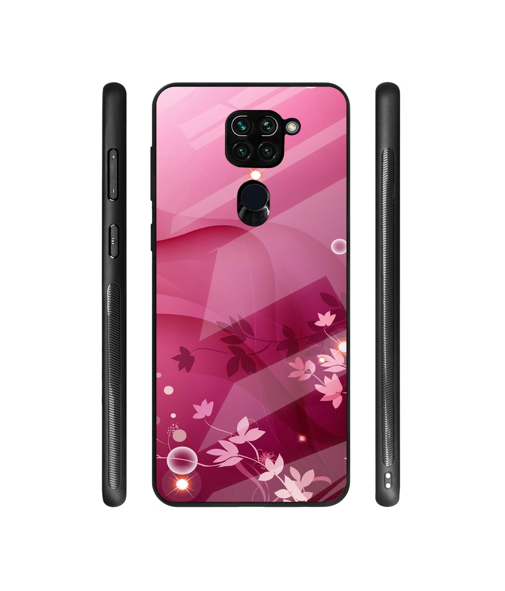 Pink Abstract Designer Printed Glass Cover for Mi Redmi Note 9