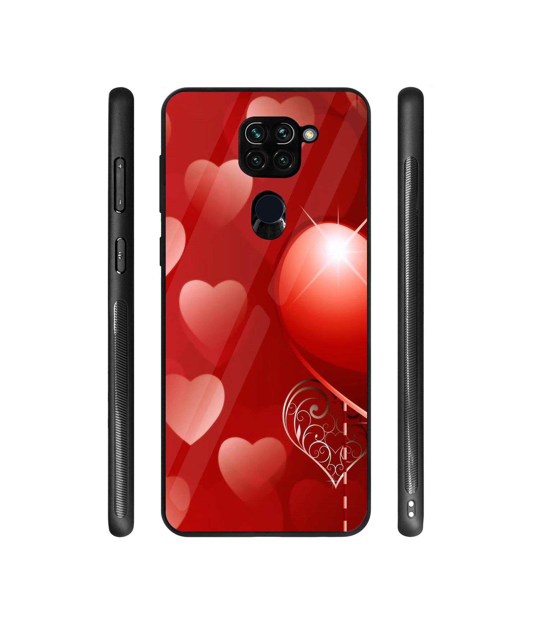 Heart Patten Designer Printed Glass Cover for Mi Redmi Note 9